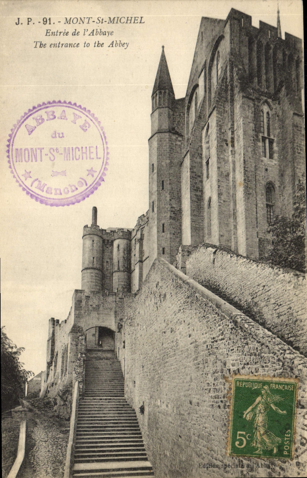 VINTAGE POSTCARD Mont Saint Michel Entered Of the Abbey