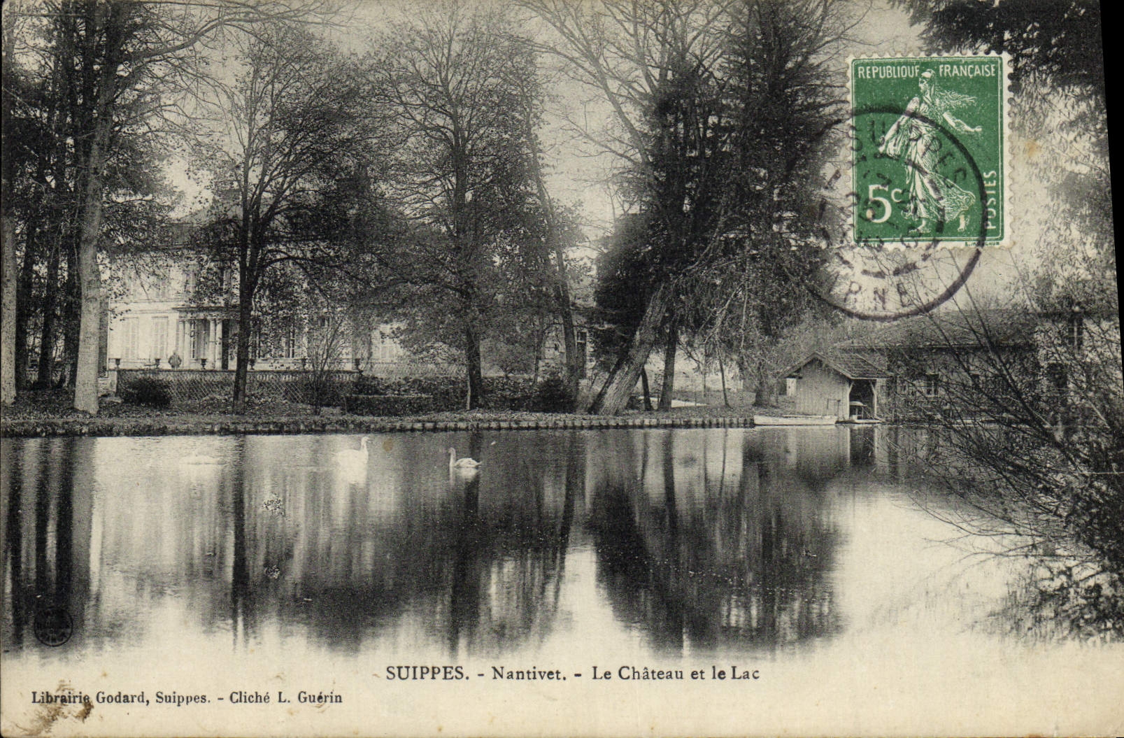 VINTAGE POSTCARD Suippes Nantivet the Castle And the Lake