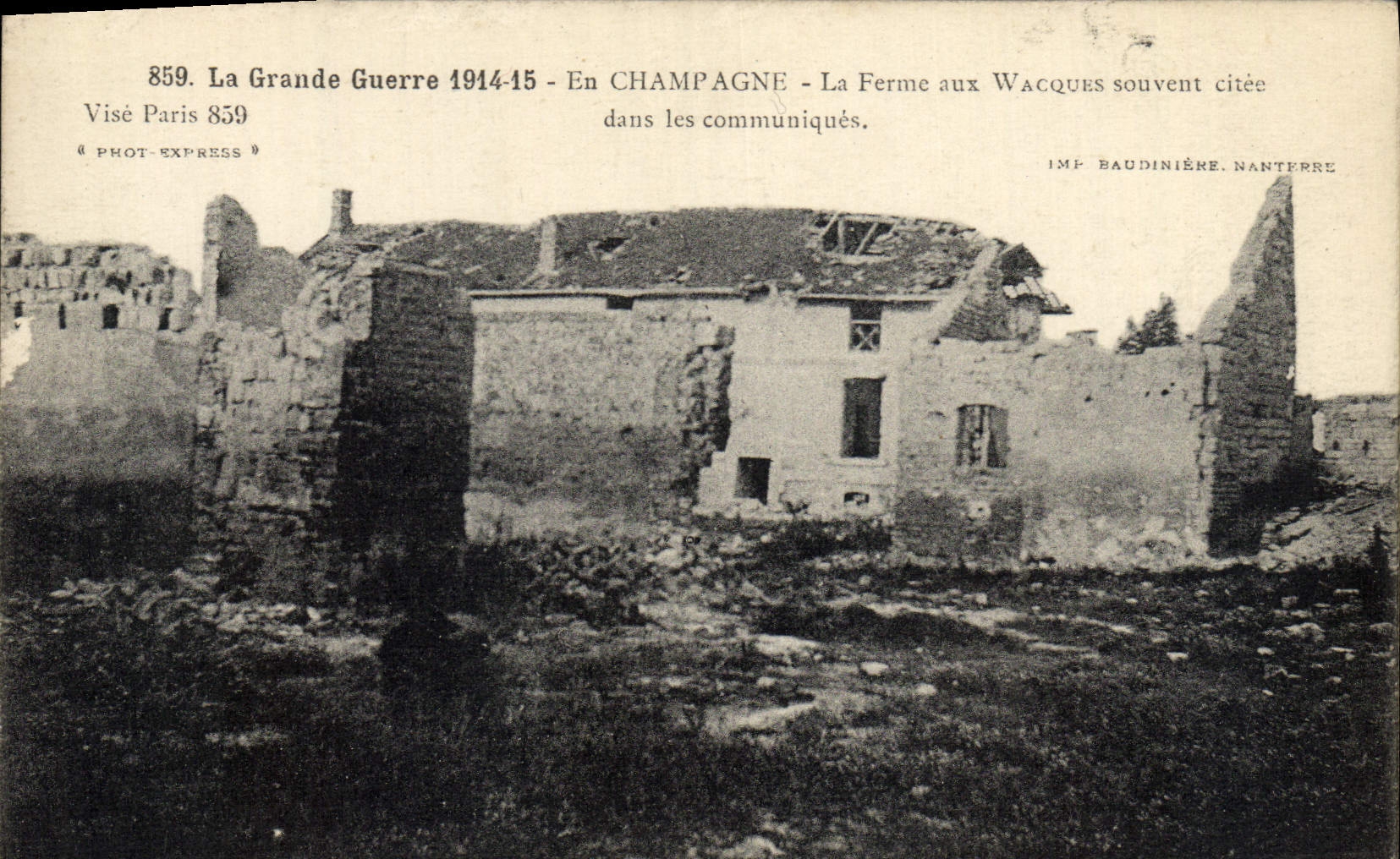 VINTAGE POSTCARD the Champagne Great War the Farm In Wacques Militaria