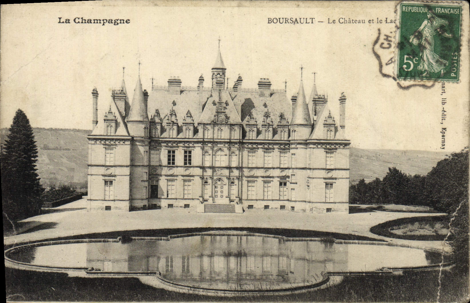 CPA La Champagne Boursault Le Chateau Et Le Lac