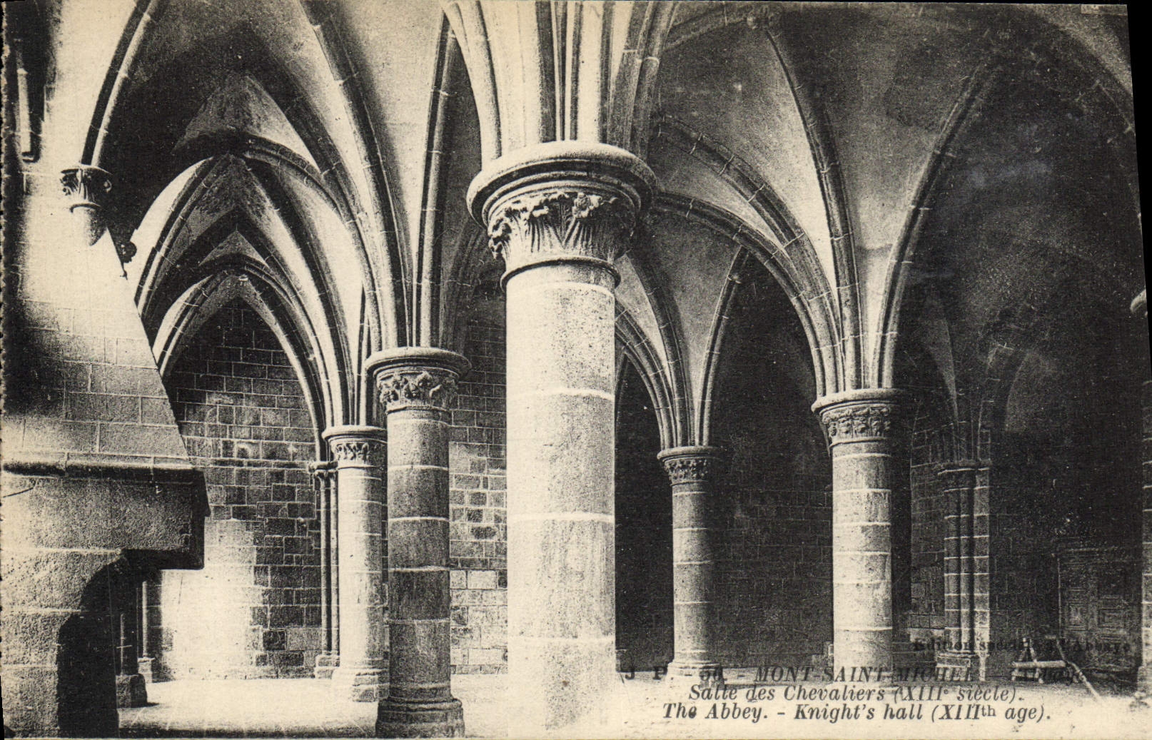 VINTAGE POSTCARD Mont Saint Michel Room Of the Knights