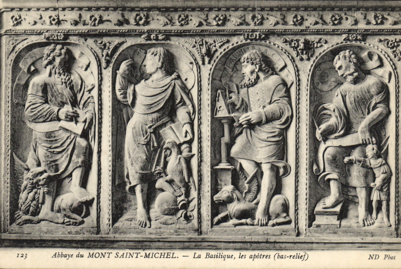 VINTAGE POSTCARD Abbey Of Mont Saint Michel the Basilica Apostles