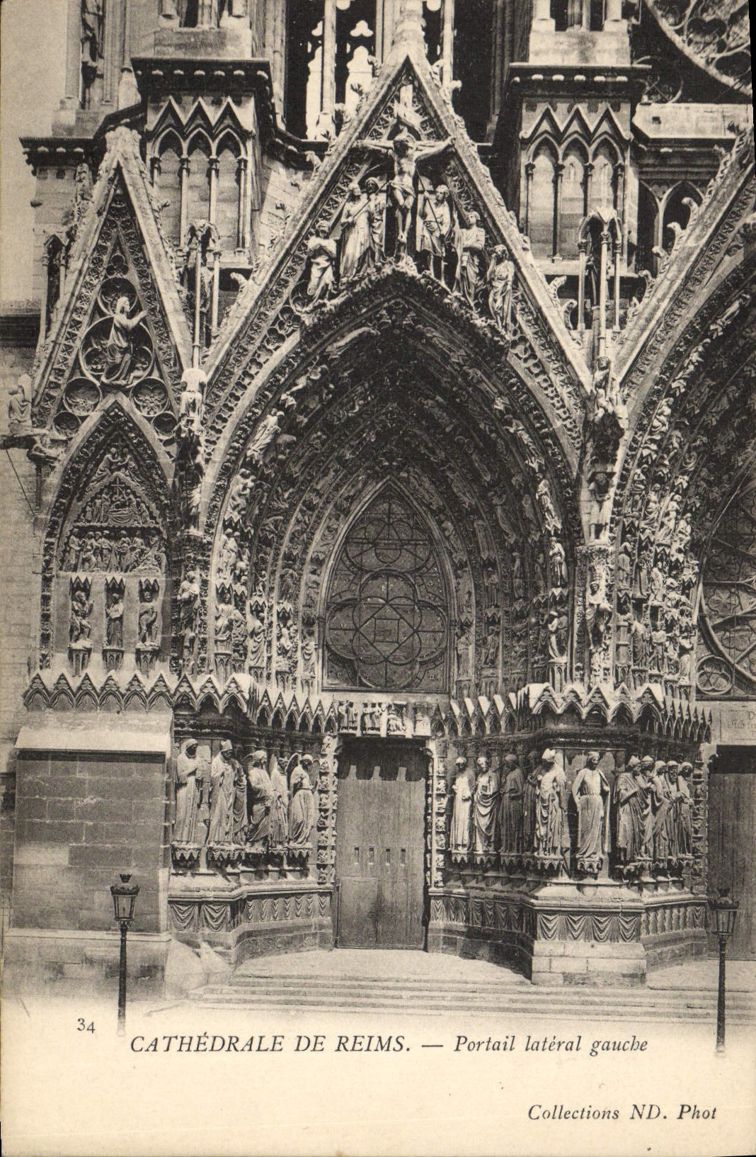 CPA Cathedrale De Reims Portail Lateral Gauche