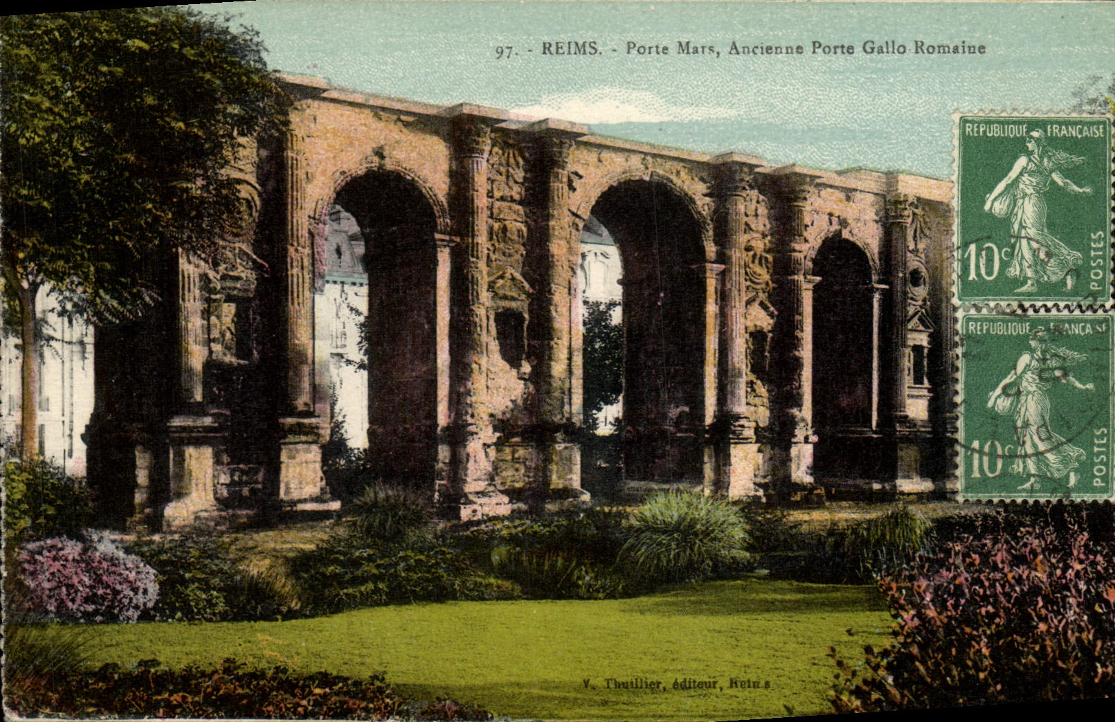 CPA Reims Porte Mars Ancienne Porte Gallo Romaine