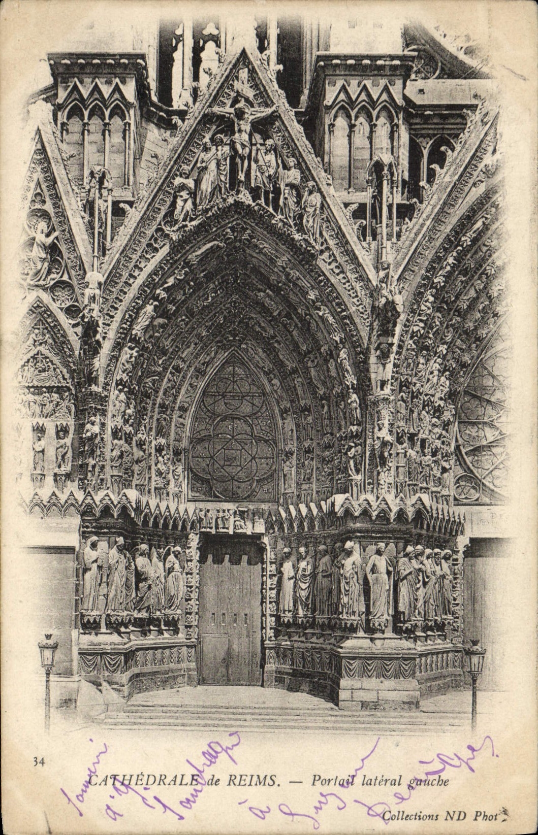 CPA Cathedrale De Reims Portail Lateral Gauche