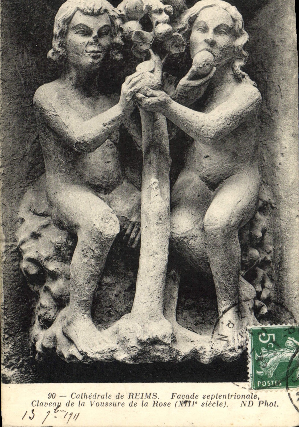 CPA Cathedrale De Reims Facade Septentrionale Cleveau de la Voussure de la Rose