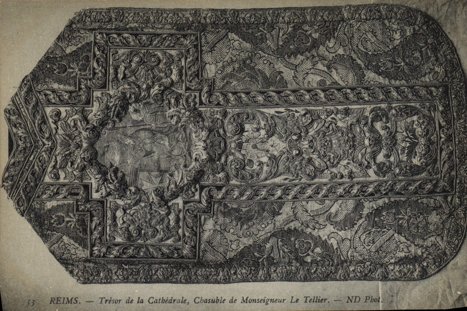 VINTAGE POSTCARD Rheims Treasure Of the Cathedral Chasuble Of Monseigneur Tellier