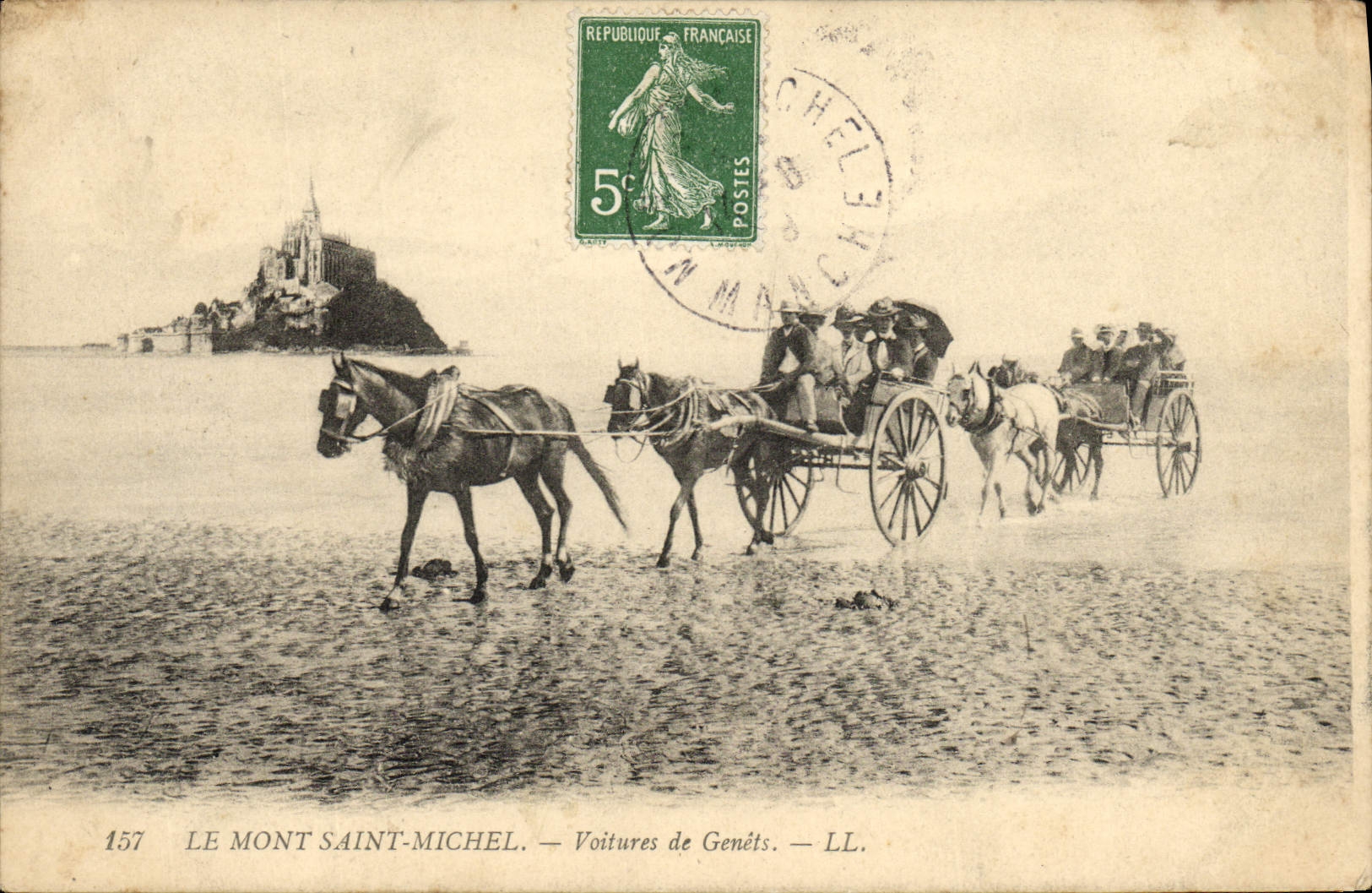 CPA Le Mont Saint Michel Voitures De Genets