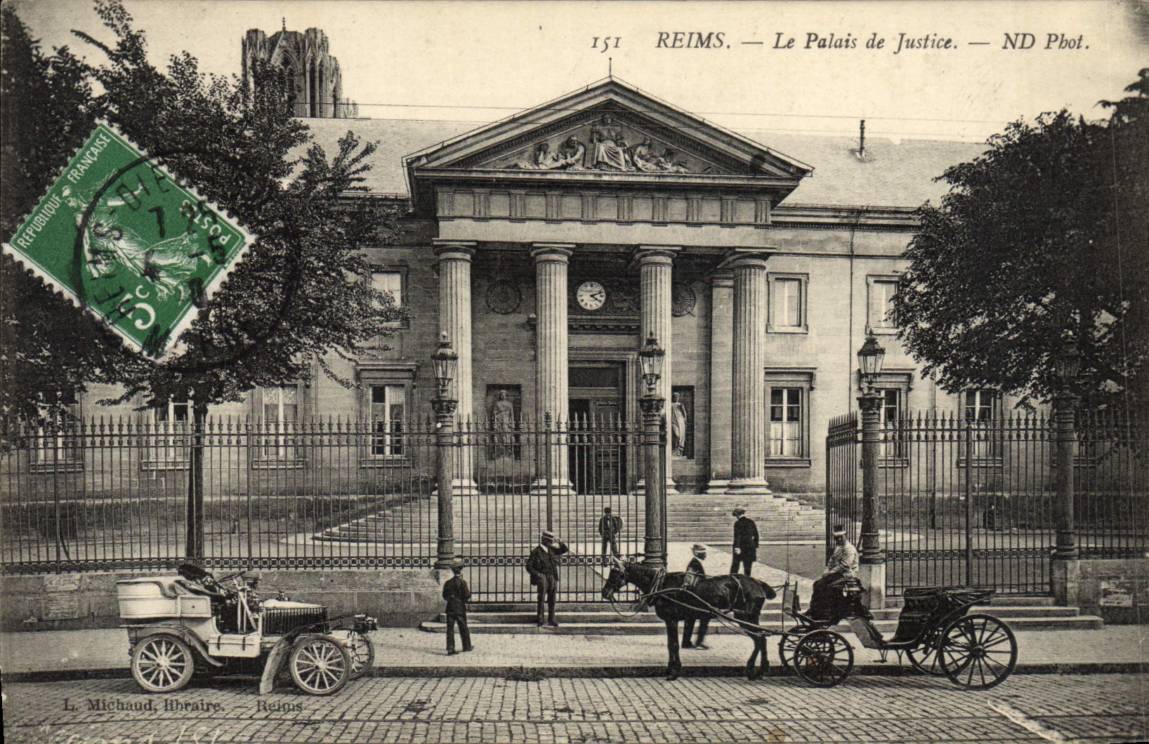 VINTAGE POSTCARD Rheims Automobile Law courts