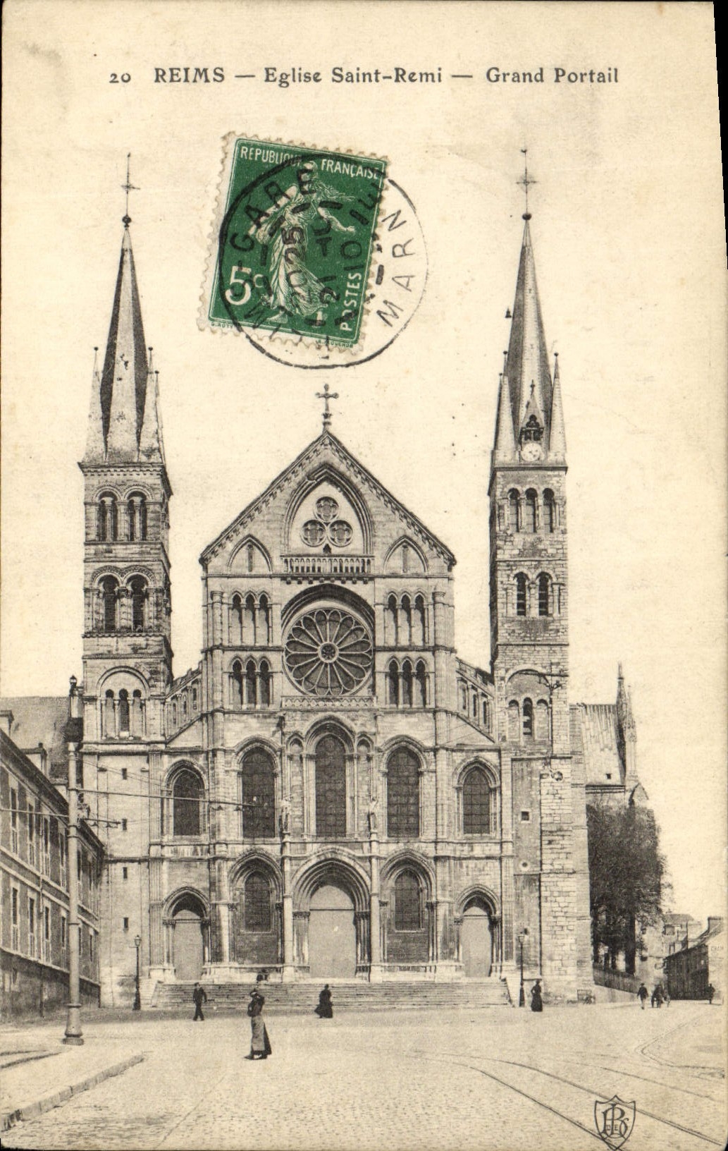 CPA Reims Eglise Saint Remi Grand Portail