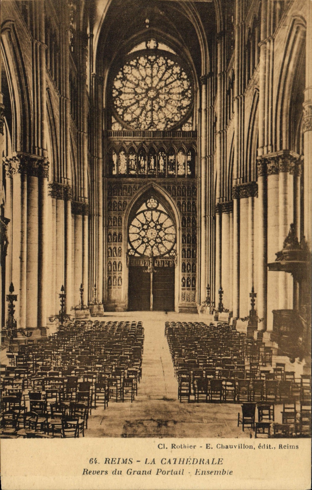 VINTAGE POSTCARD Rheims the Cathedral Reverse Of the Large Gate