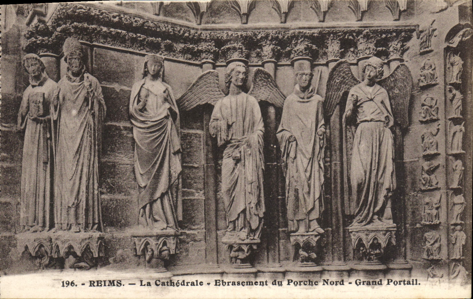 POSTAL Reims de la VENDIMIA el extender de la catedral de la puerta grande del pórtico norteño