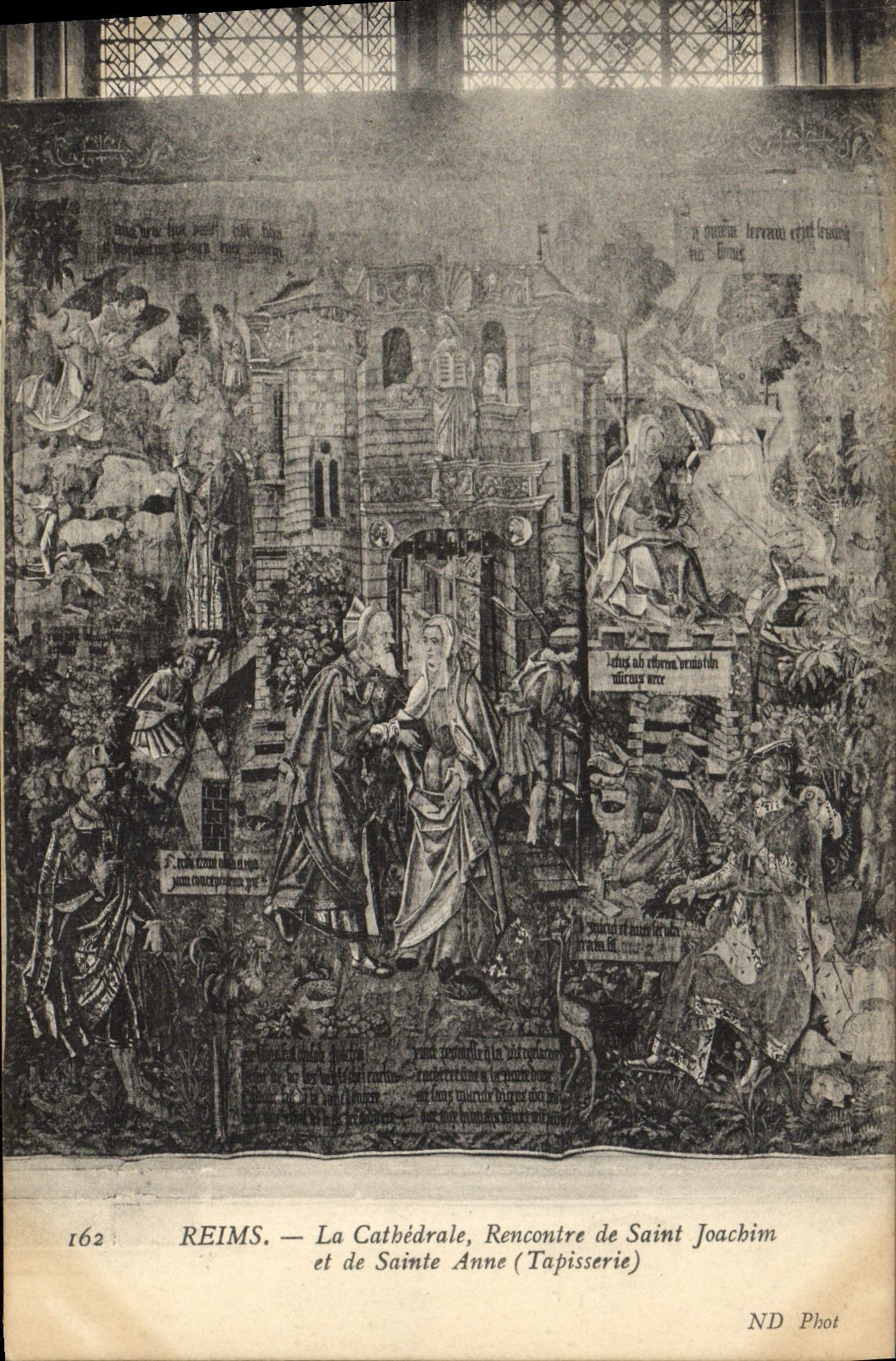 VINTAGE POSTCARD Rheims the Cathedral Roncontre De Saint Joachin And Of Sainte Anne Tapisserie