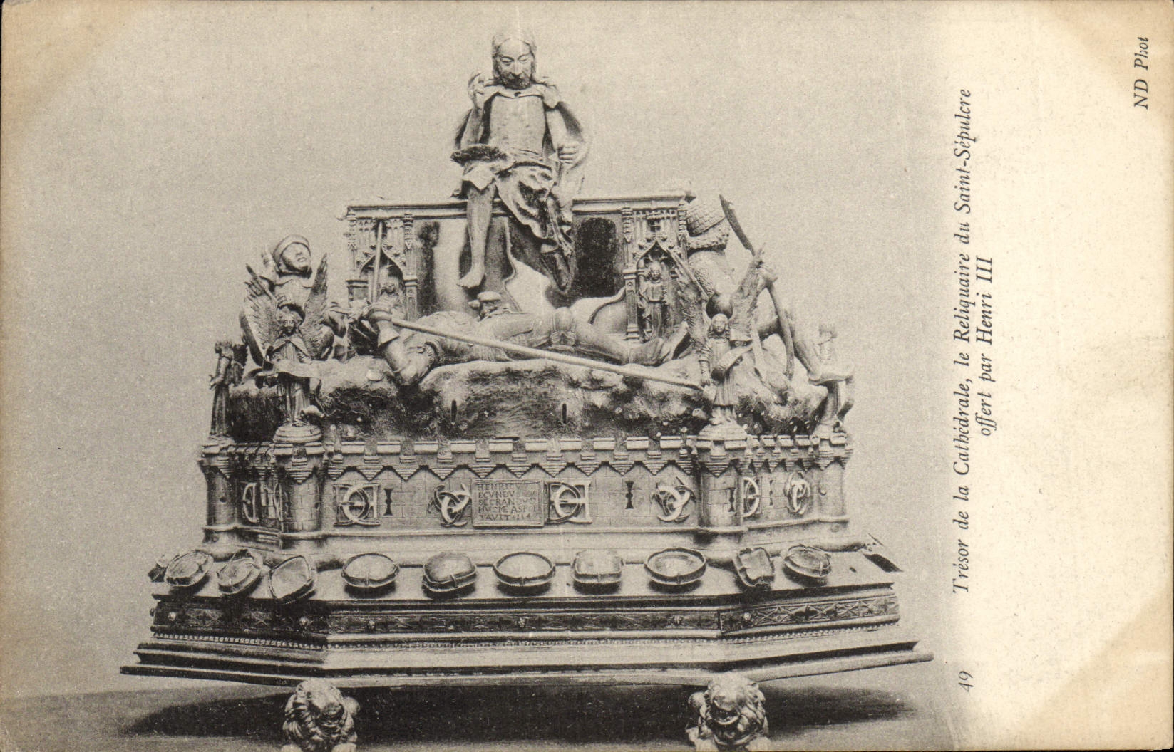 VINTAGE POSTCARD Treasure Of the Cathedral the Reliquary Of Holy Sepulchre offered by Henri III