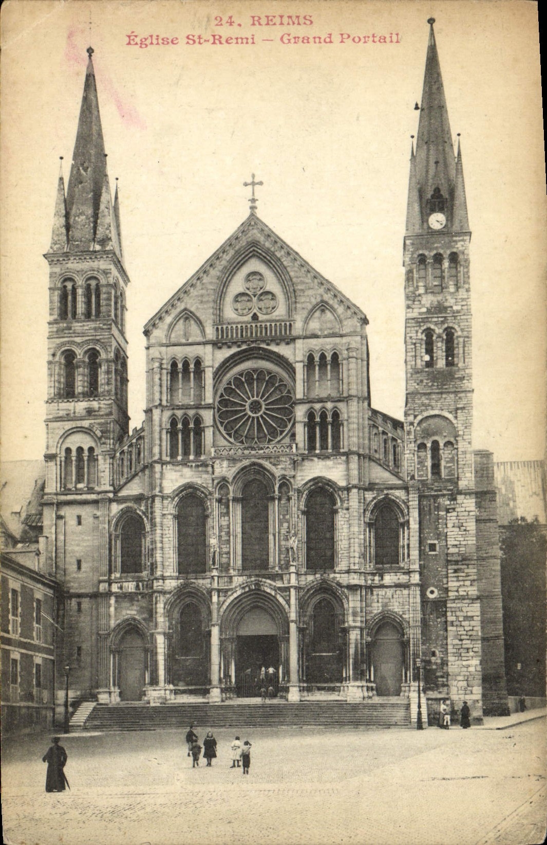VINTAGE POSTCARD Rheims Church St Remi Large Gate