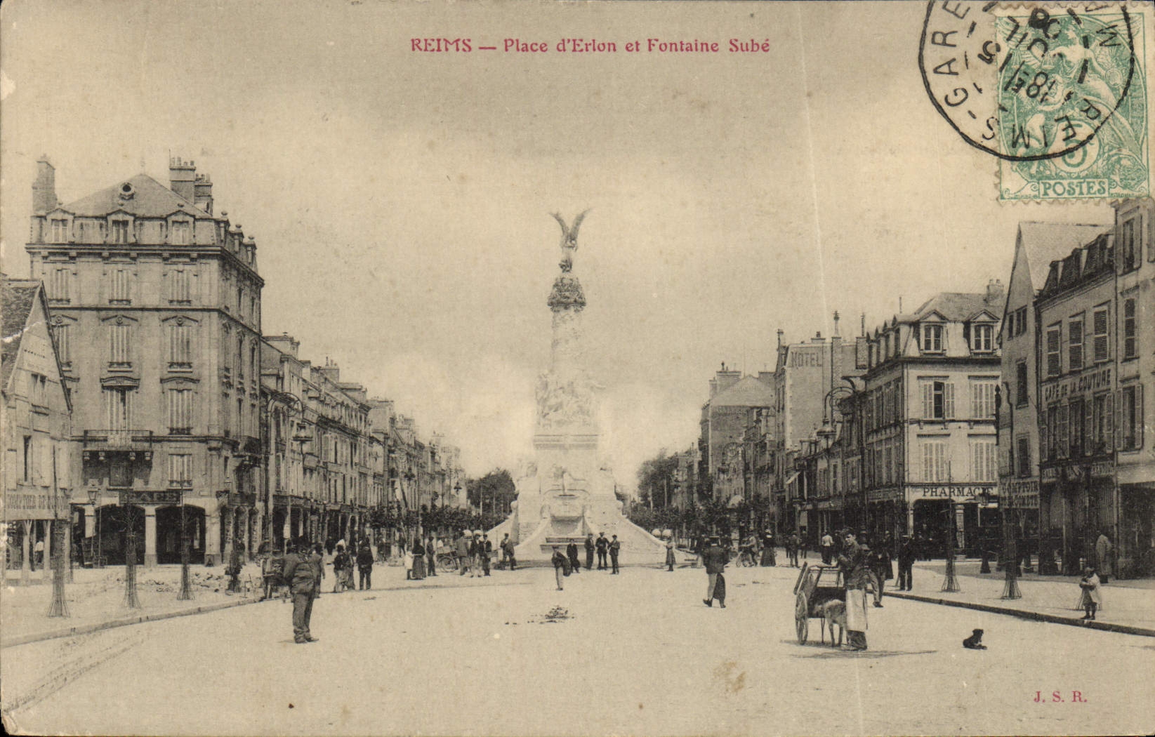 CPA Reims Place D'Erlon Et Fontaine Sube