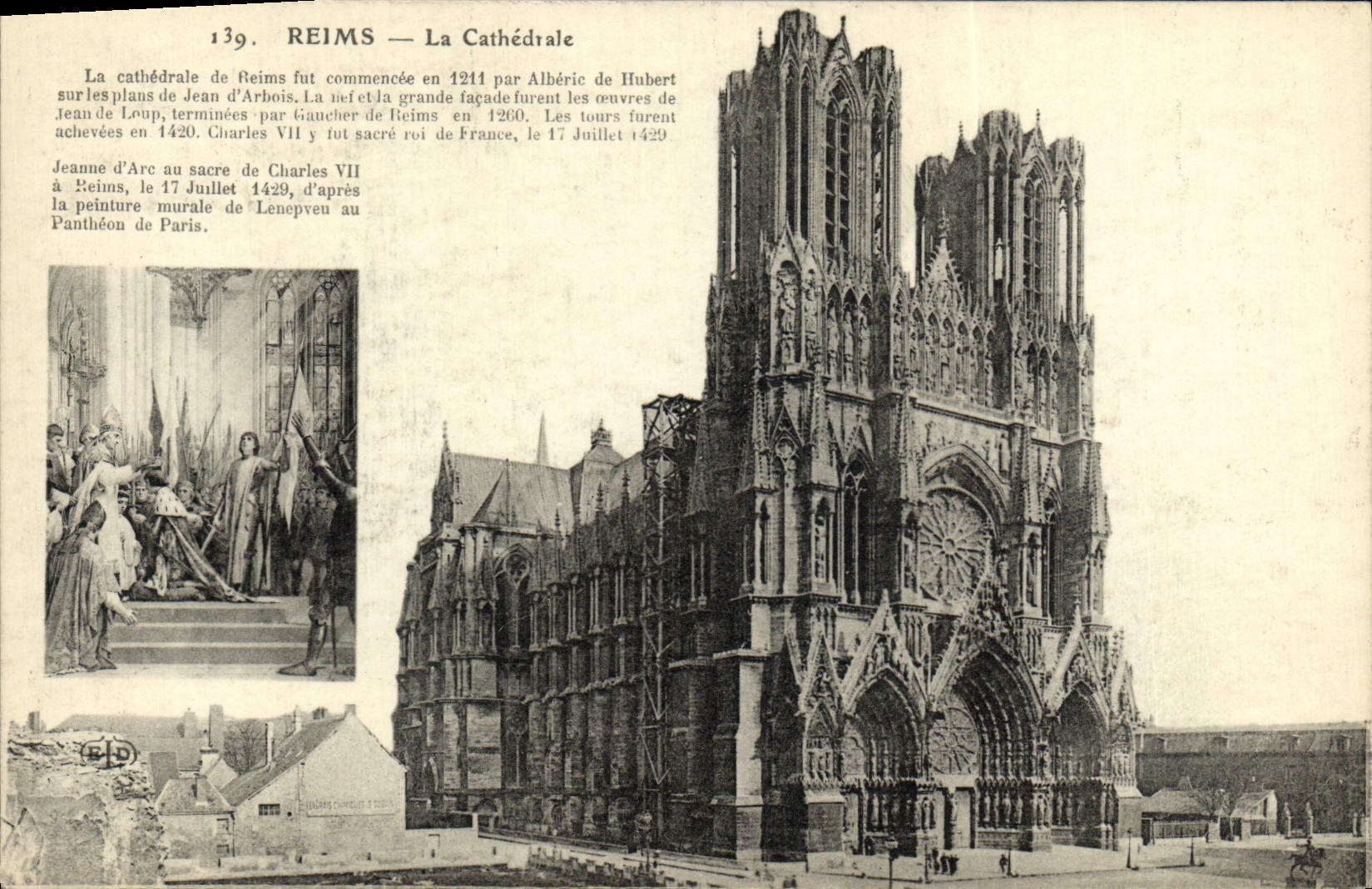 VINTAGE POSTCARD Rheims the Jeanne Cathedral of arc