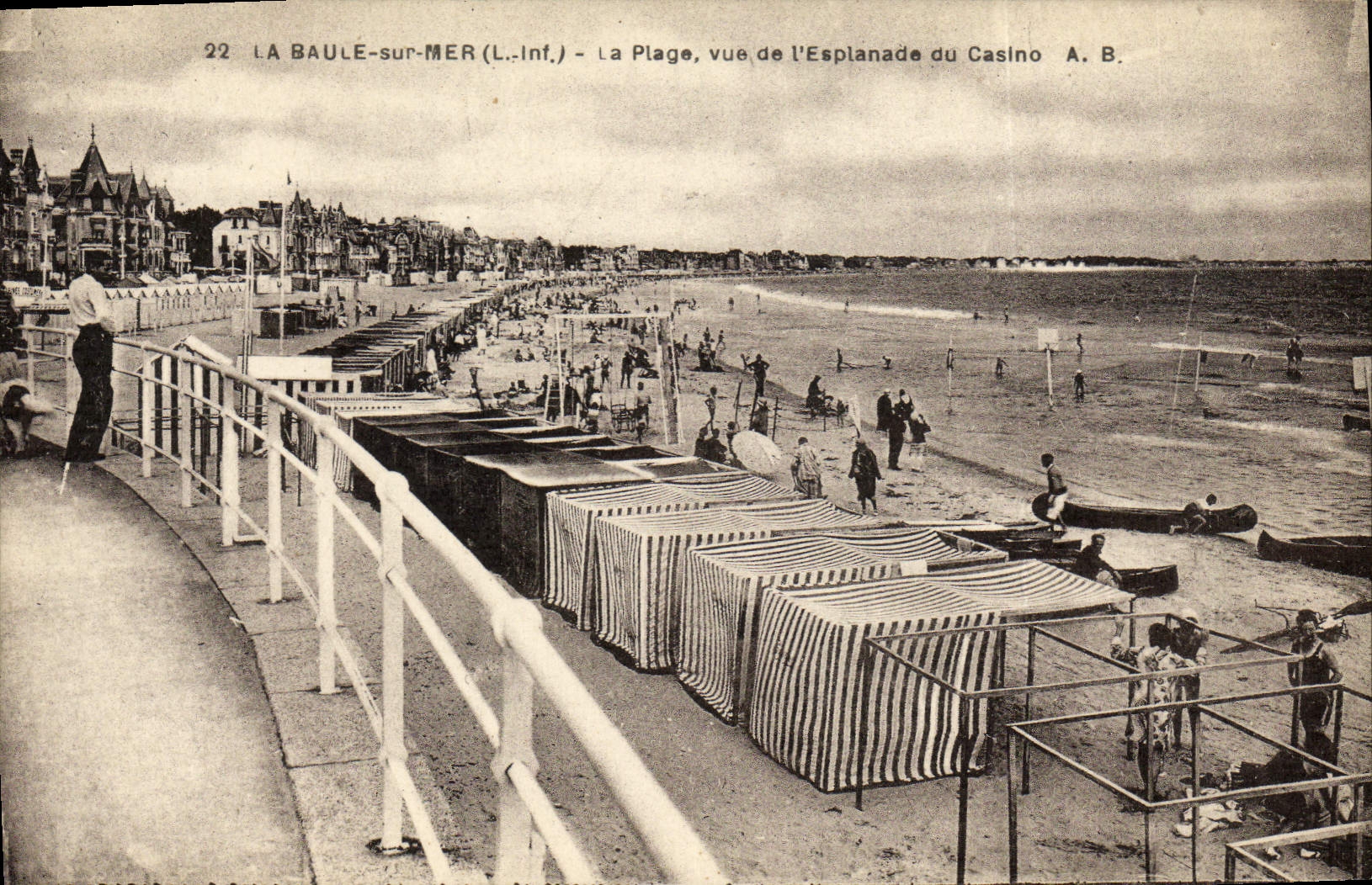 VINTAGE POSTCARD La Baule On Sea the Beach Seen Of the Esplanade Of the Casino