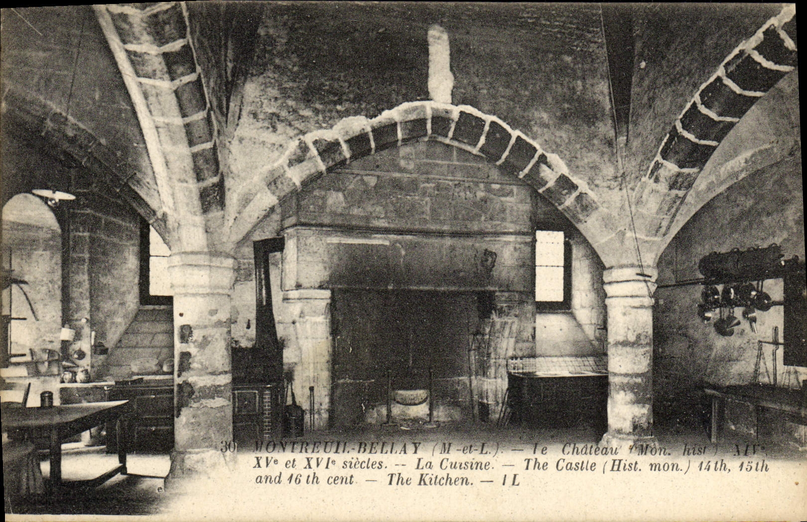 VINTAGE POSTCARD Montreuil Bellay the Castle Kitchen