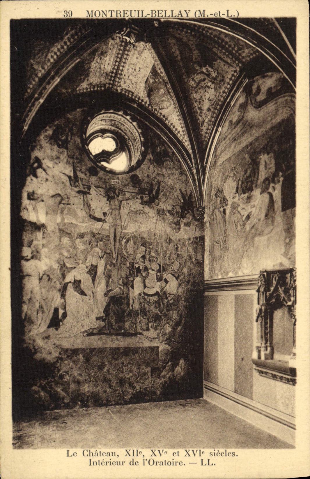 POSTAL Montreuil Bellay de la VENDIMIA el castillo interior de Oratire