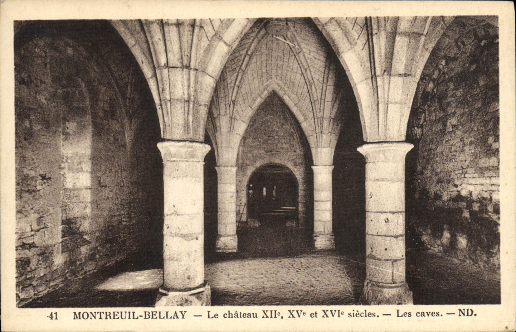 VINTAGE POSTCARD Montreuil Bellay the Castle cellars