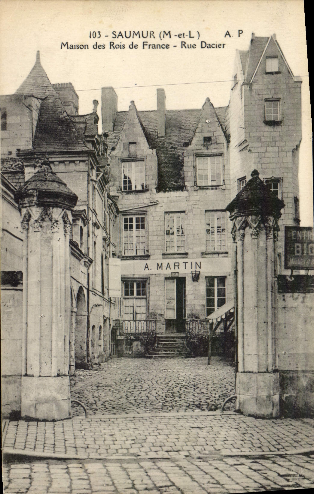 VINTAGE POSTCARD Saumur House of the Kings de France Street Dacier