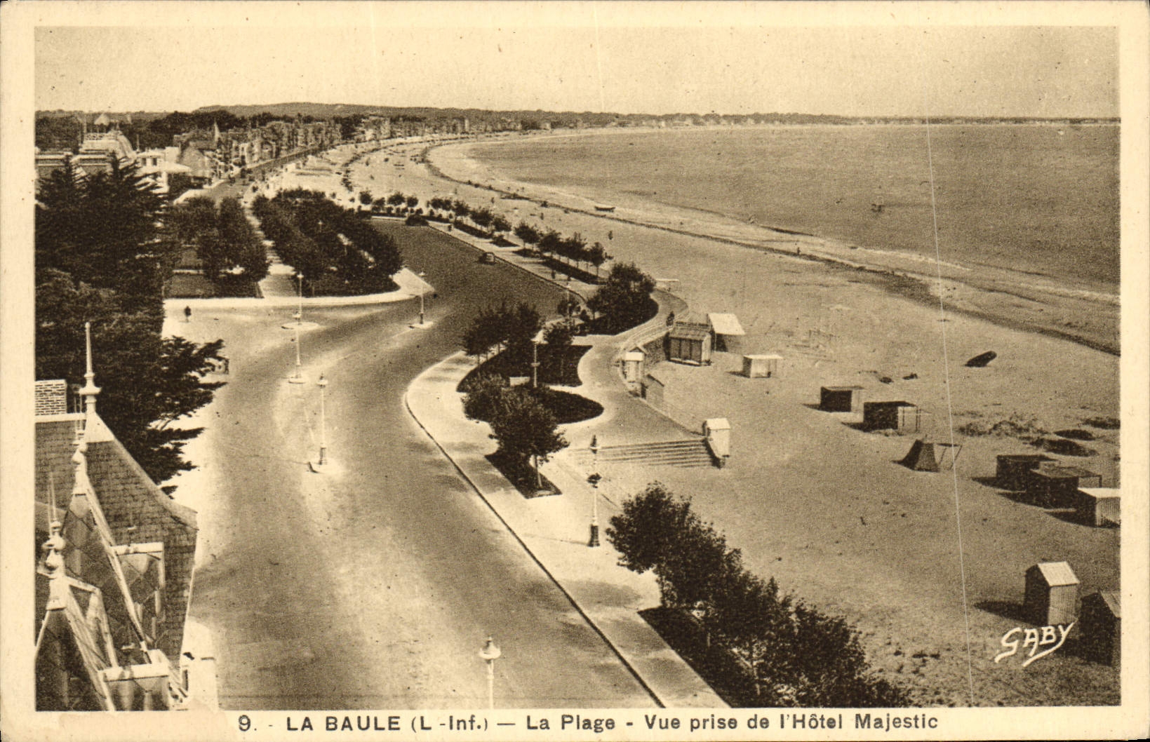 VINTAGE POSTCARD La Baule On Sea the beach Seen from of the Majestic Hotel