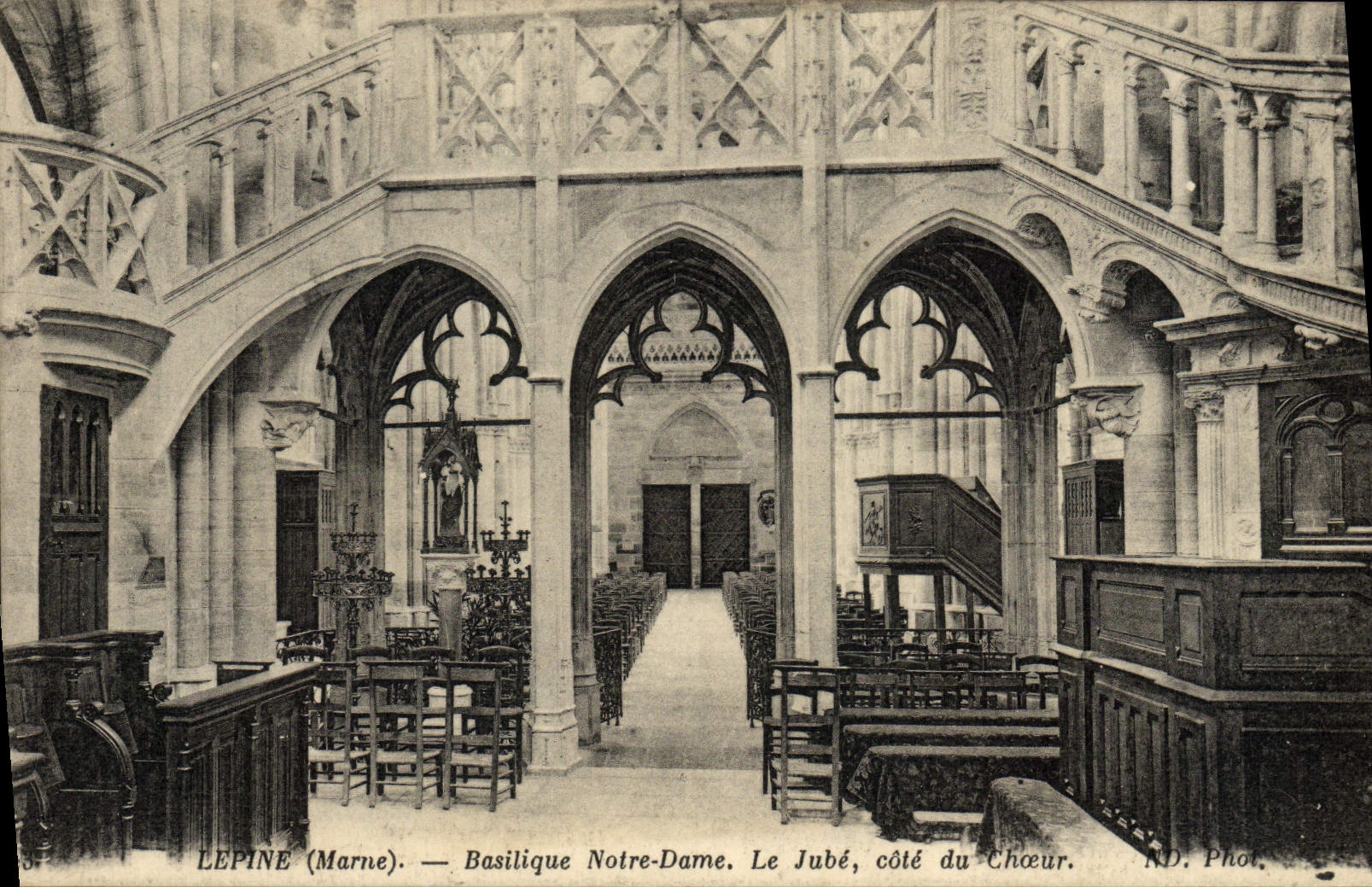 VINTAGE POSTCARD Lepine Basilique Notre Dame Jube Dimensions Chorus
