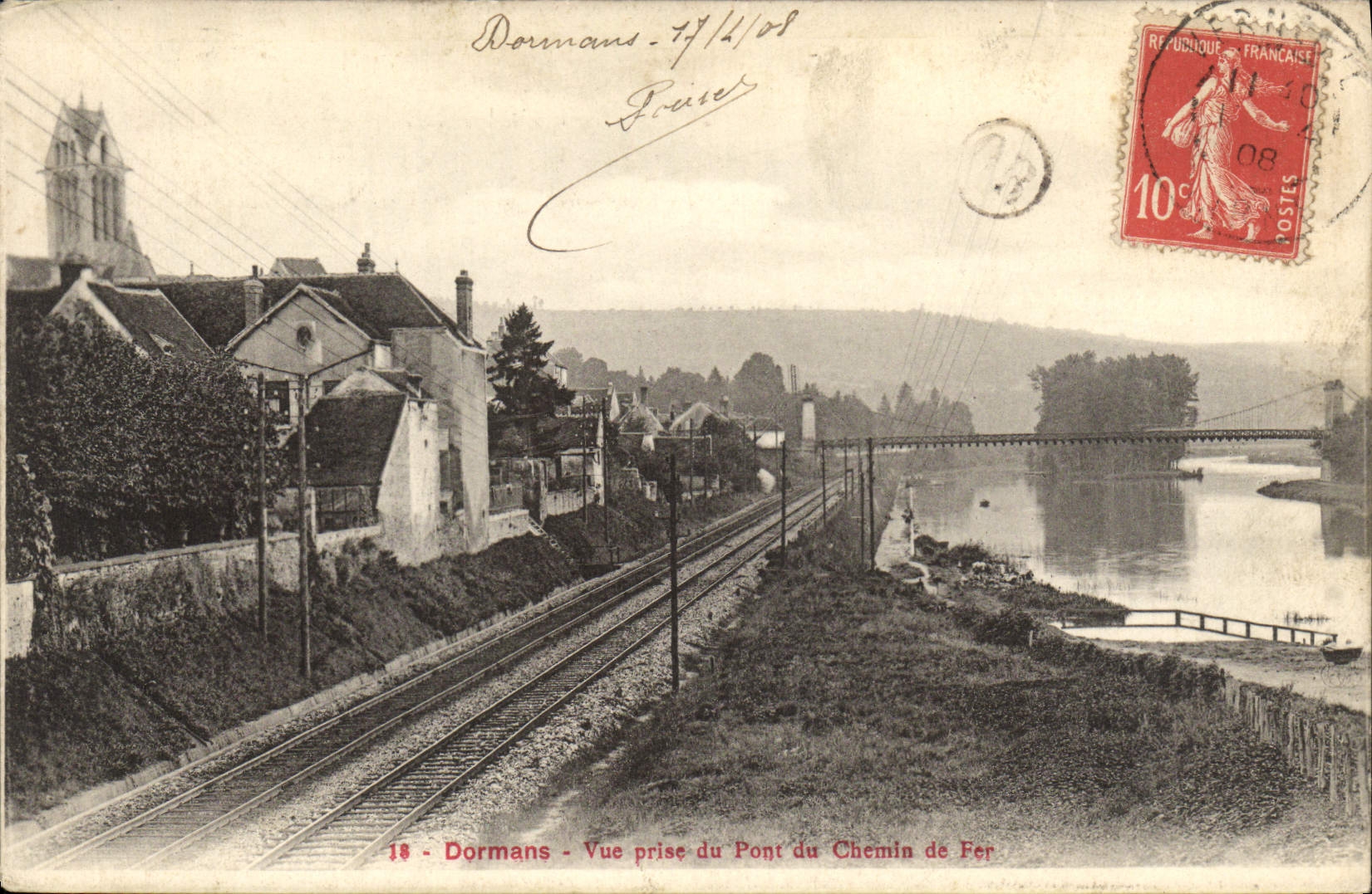 VINTAGE POSTCARD Dormans Seen from of the Bridge of the Railroad