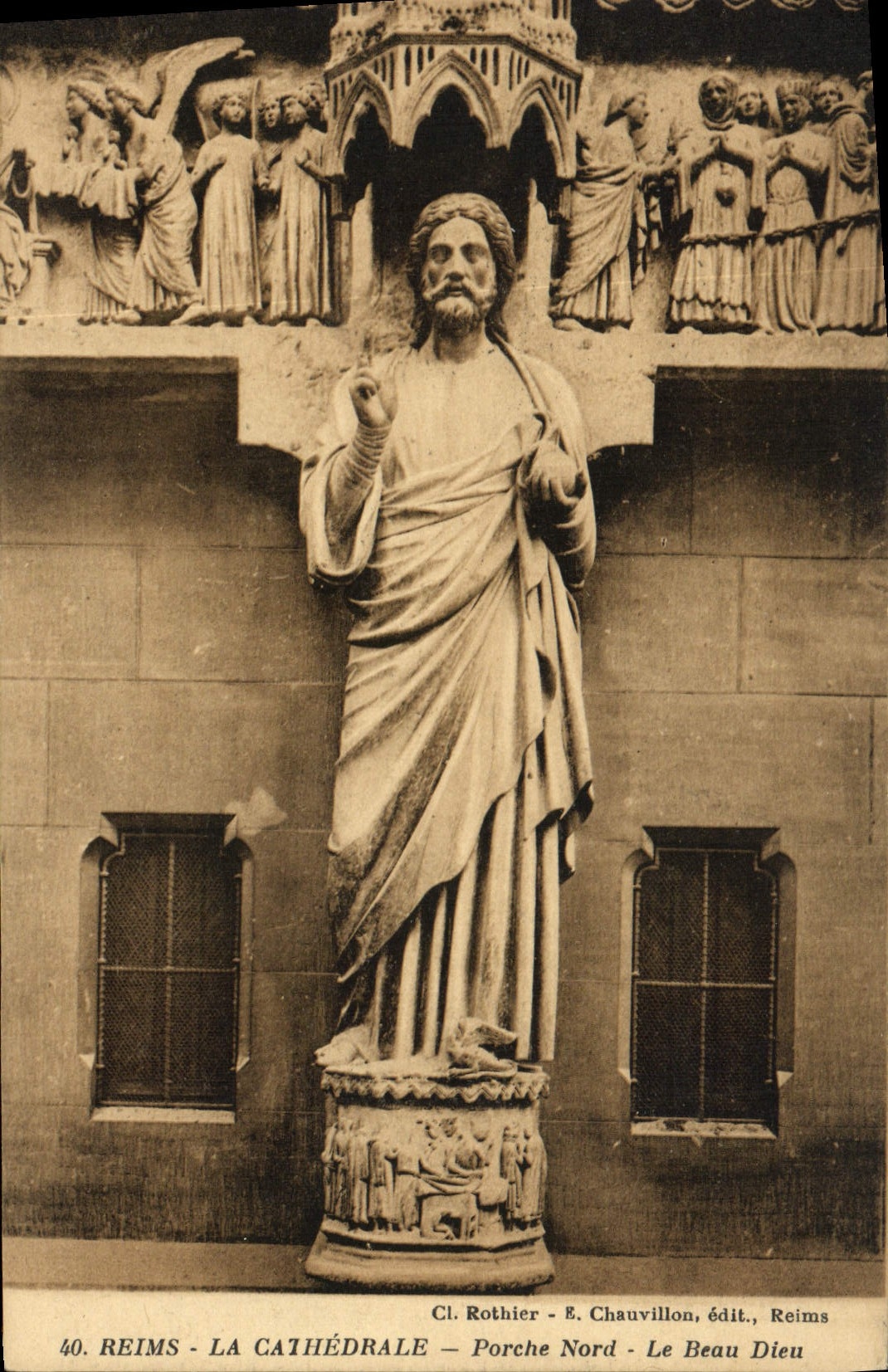 POSTAL Reims de la VENDIMIA el pórtico norteño de la catedral dios hermoso