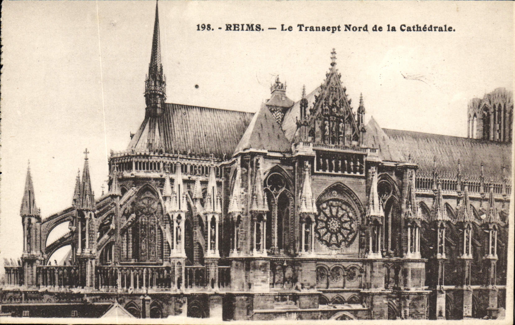 VINTAGE POSTCARD Rheims the Northern Transept of the Cathedral