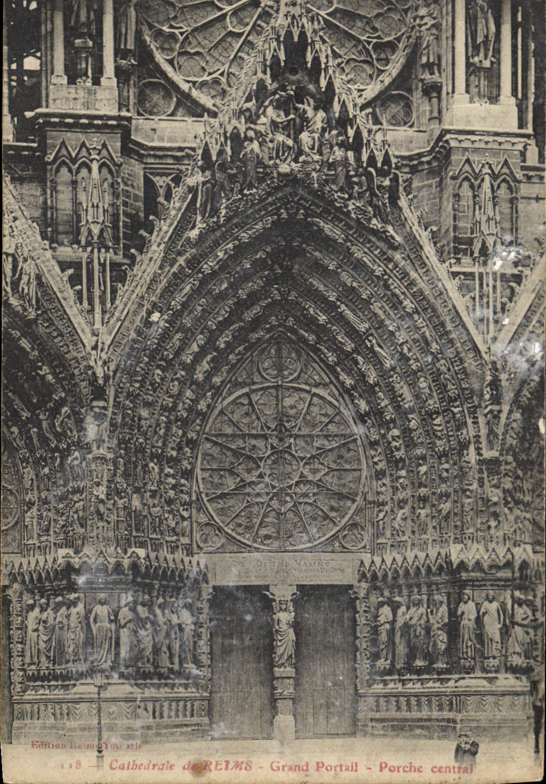CPA Reims Grand Portail Porche central