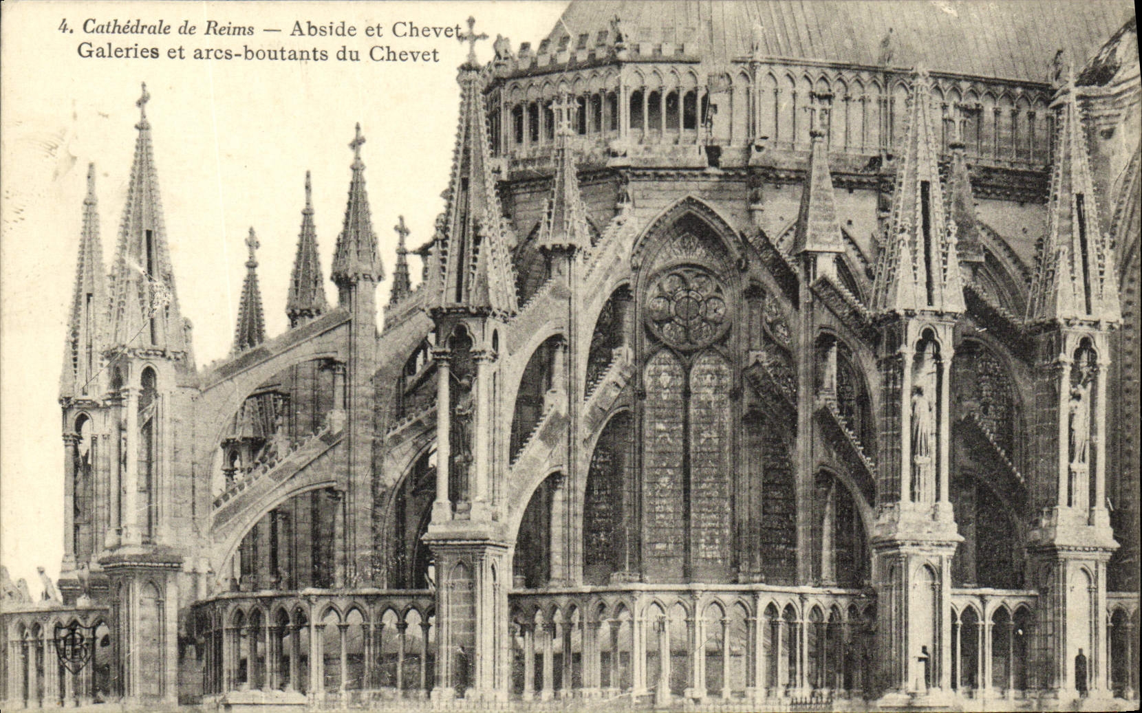 VINTAGE POSTCARD Rheims the Cathedral Apse and Bedside Galleries and paring arcs of the bedside