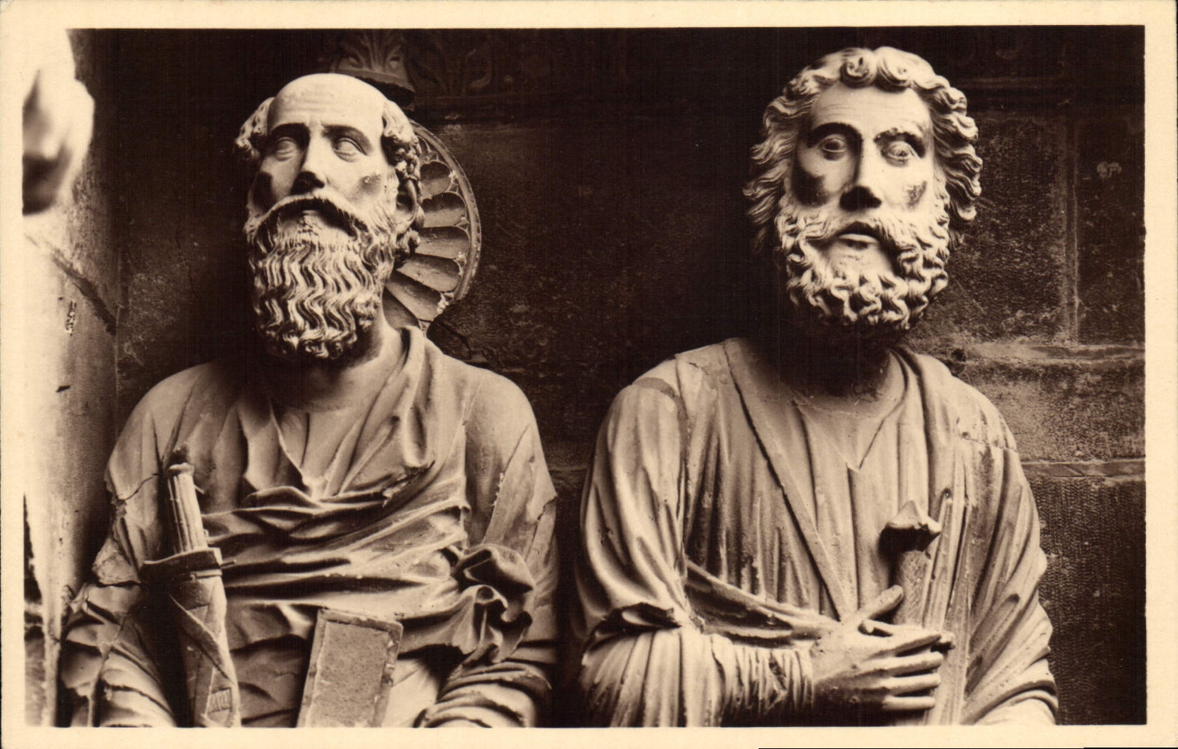 VINTAGE POSTCARD Rheims the Cathedral of Gate of the Last Judgment Saint Paul and Saint Jacques