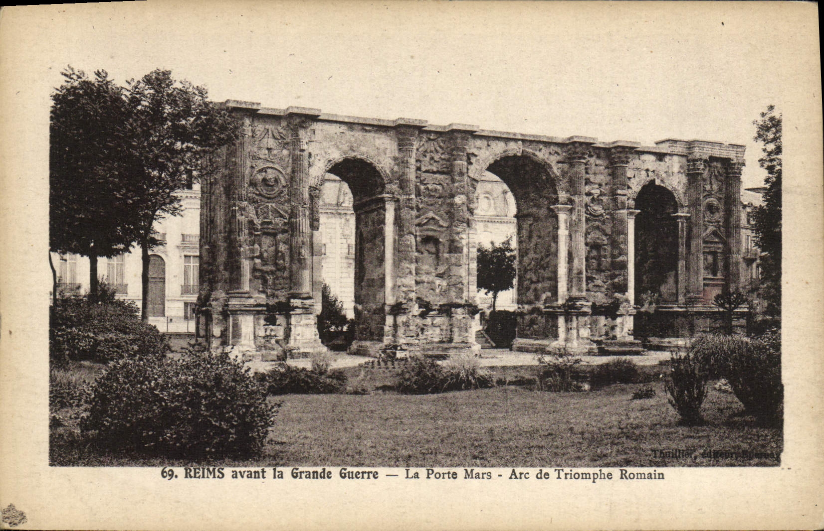 VINTAGE POSTCARD Rheims Before the Great War the Gate Mars Arc de Triomphe Romain