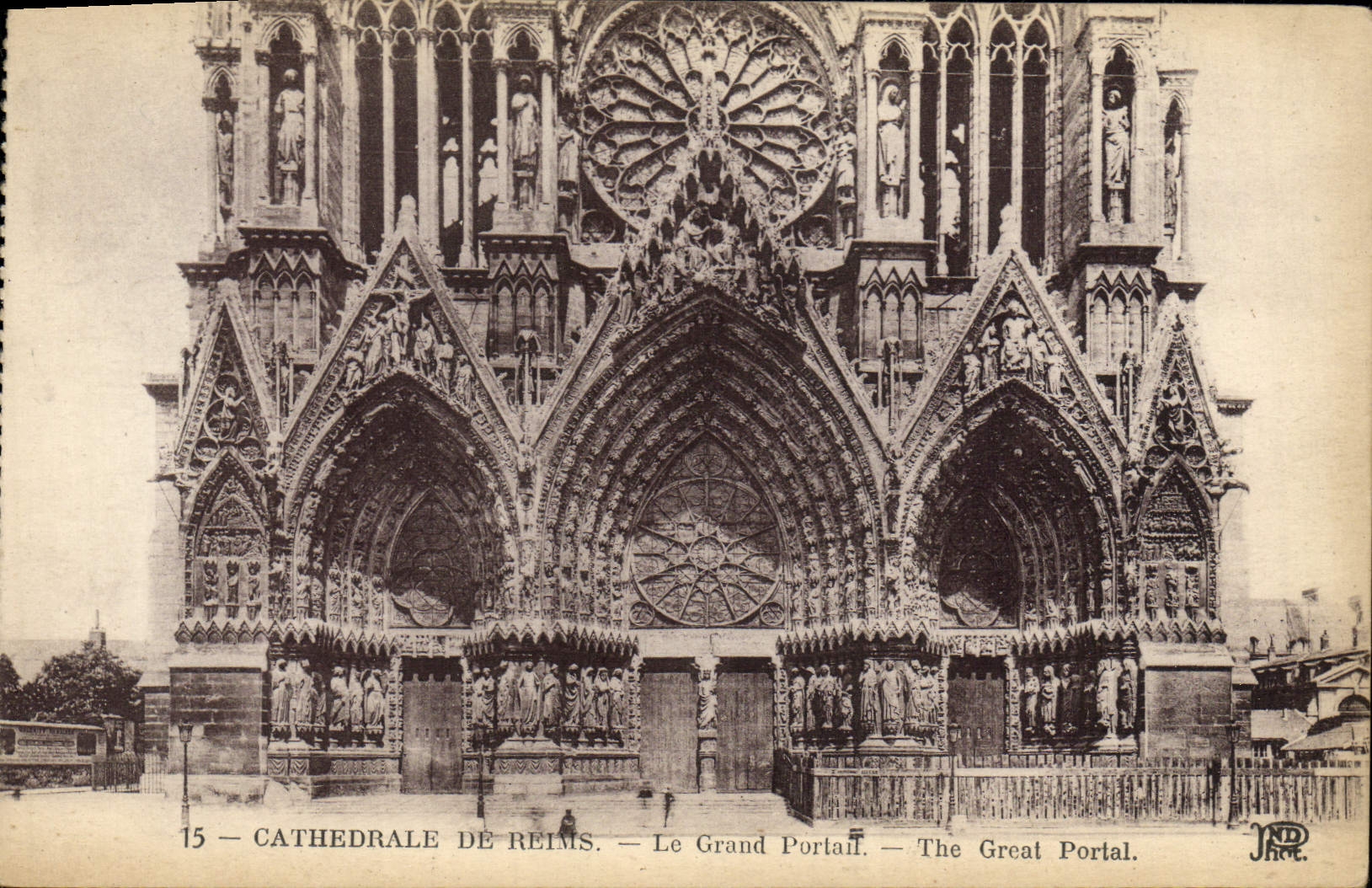 VINTAGE POSTCARD Rheims Cathedral Of the Large Gate