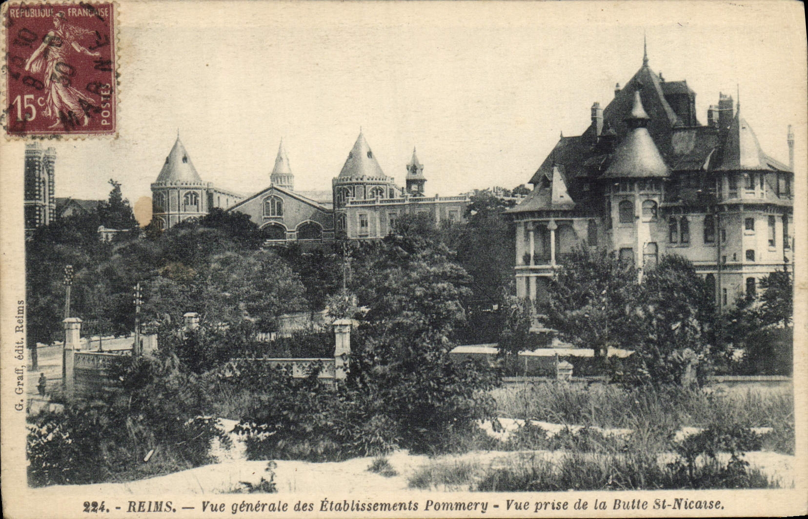 VINTAGE POSTCARD Rheims View of the Pommery Establishments Seen from of the hillock St Nicaise