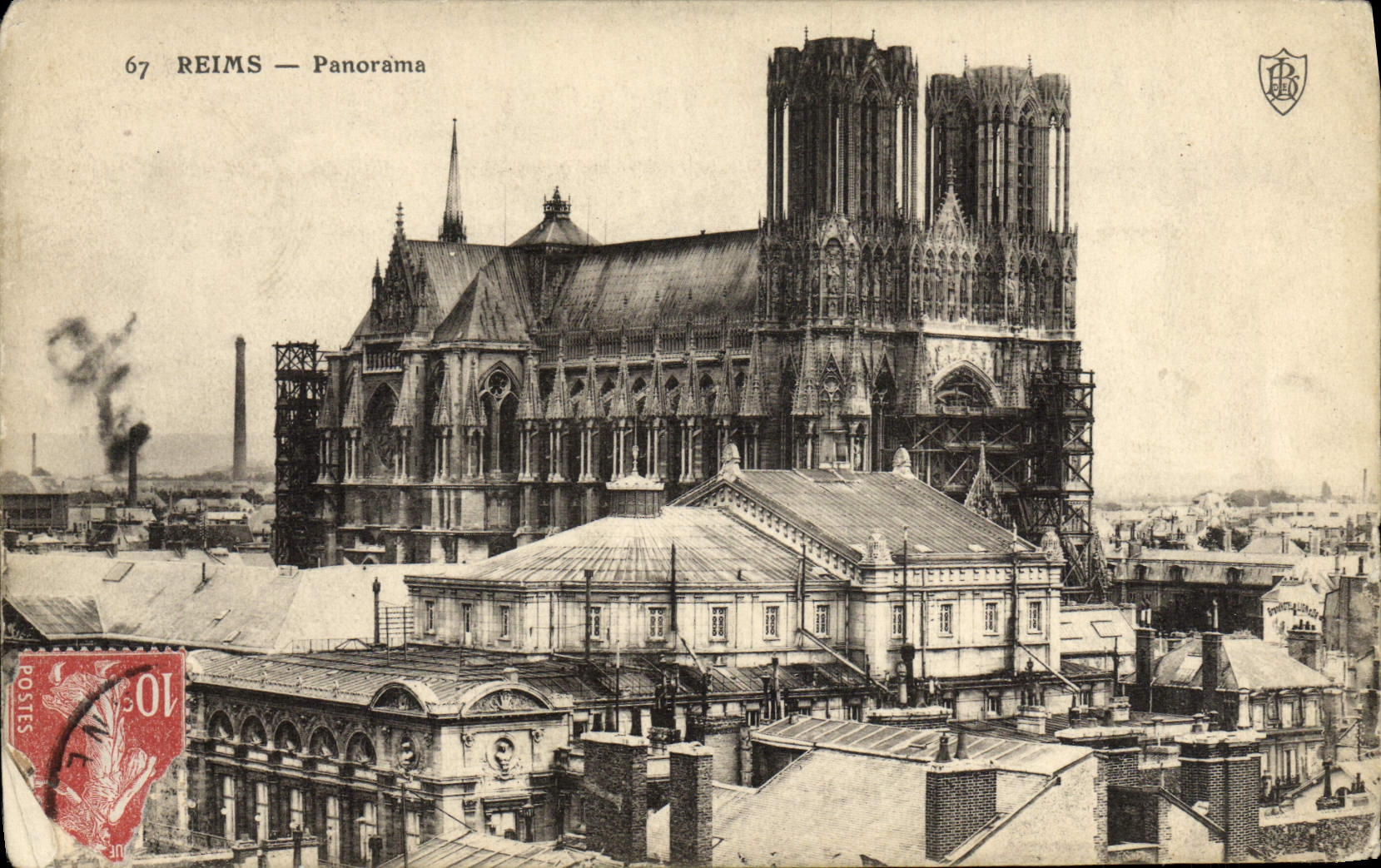 VINTAGE POSTCARD Rheims Panorama