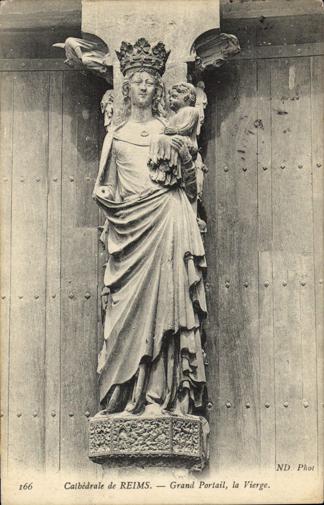 VINTAGE POSTCARD Rheims the Cathedral Large Gate the Virgin