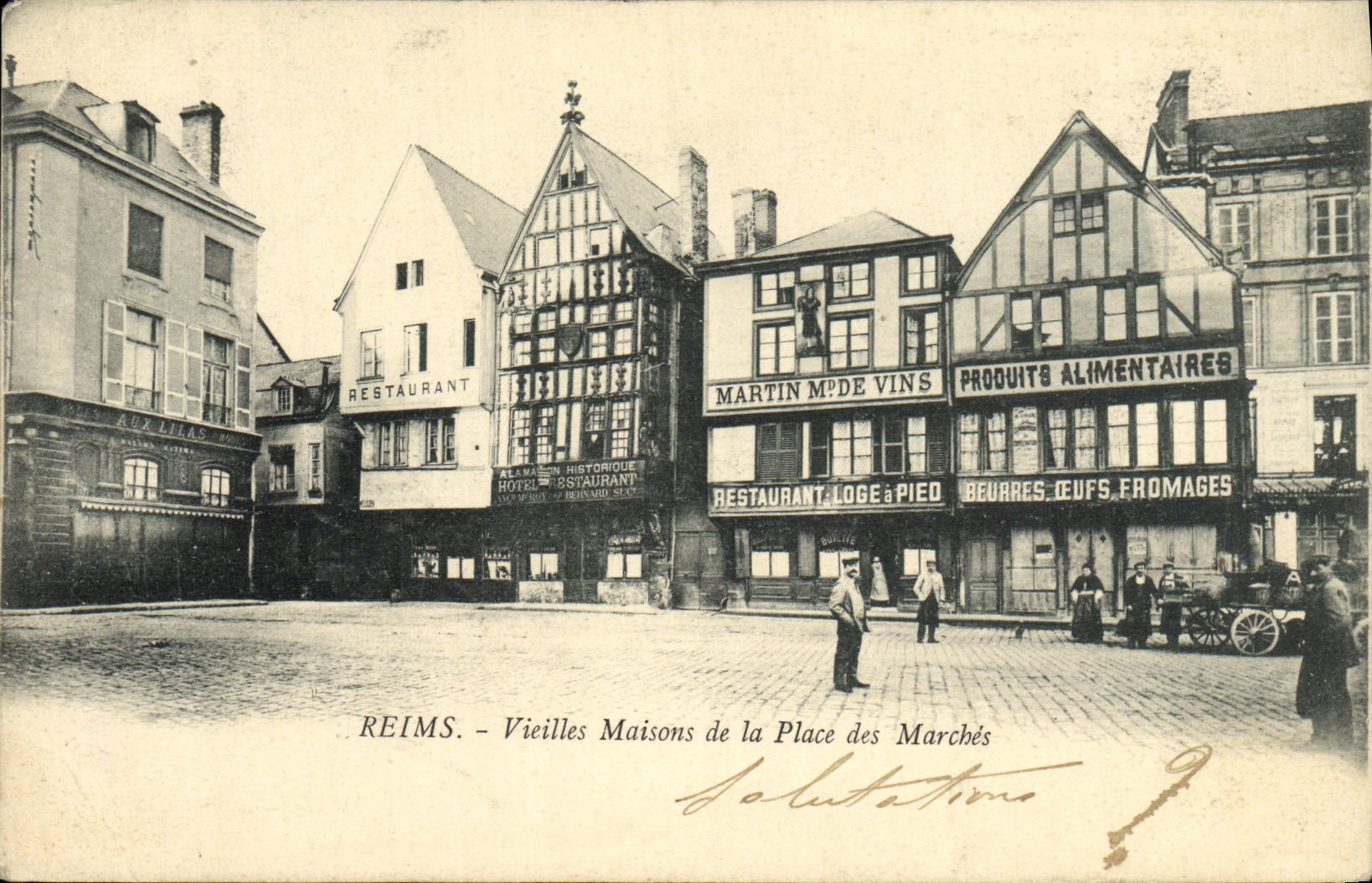 CPA Reims Vieilles Maisons de la Place des Marches