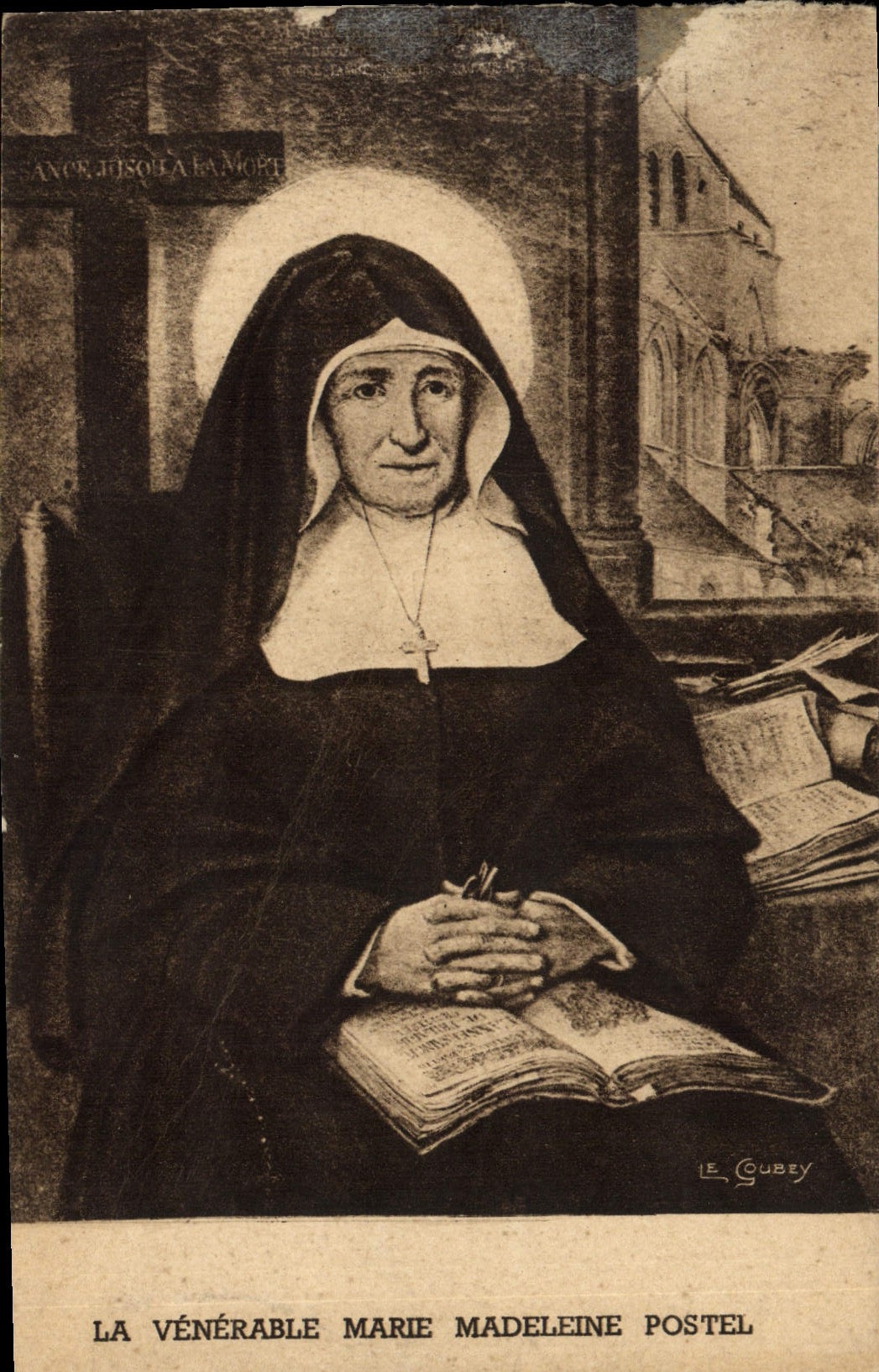 VINTAGE POSTCARD Holy Saver the Viscount Abbey Sainte Marie Madeleine