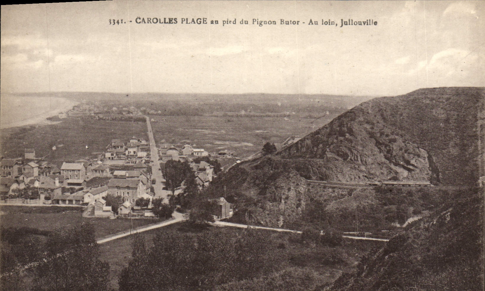 VINTAGE POSTCARD Carolles the Beach with the pird of the Pinion Bittern With far Jullouville