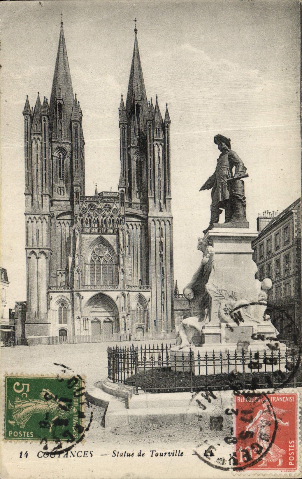 CPA Coutances Statue De Tourville