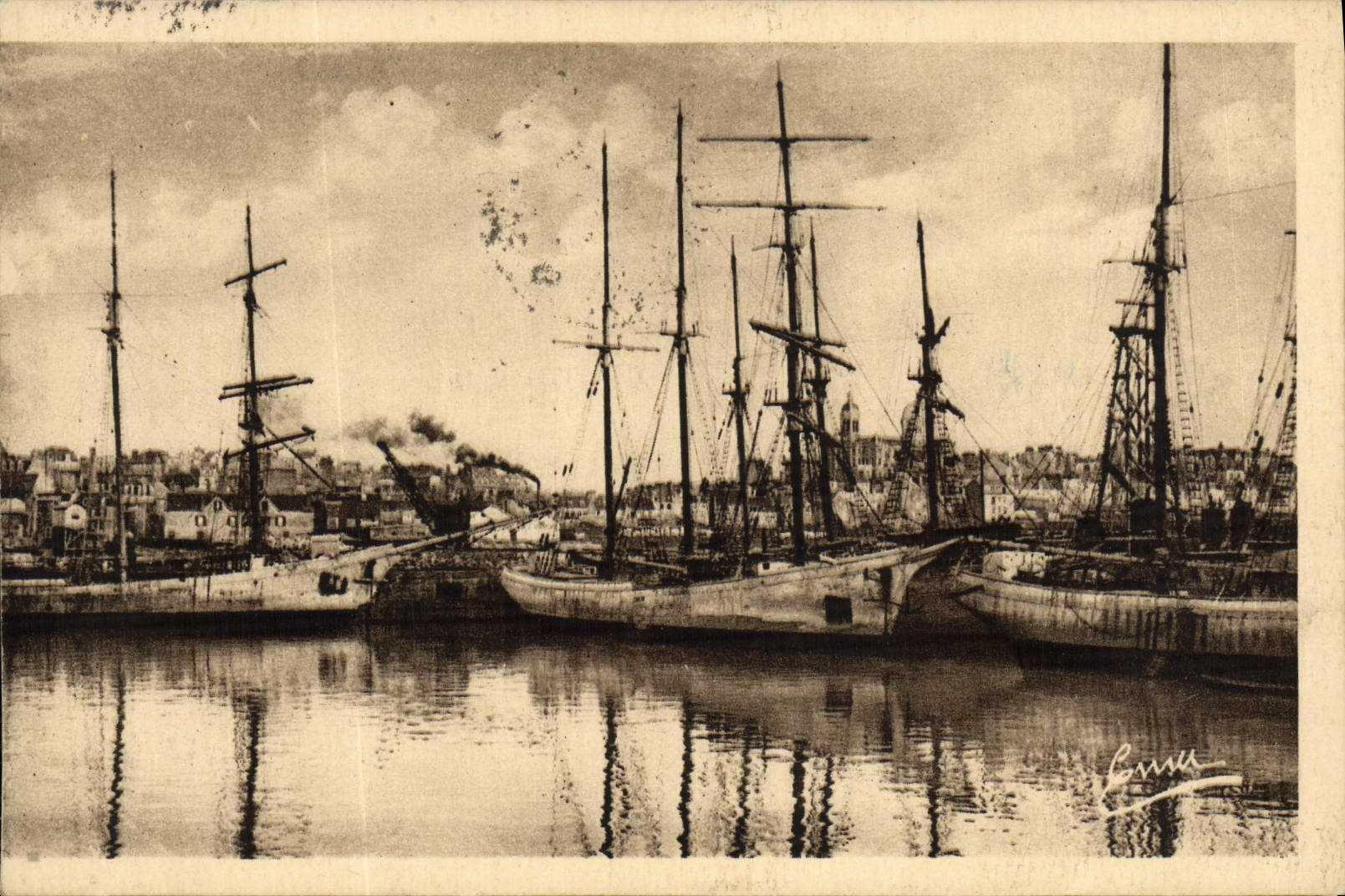 Vuelta de Granville de la POSTAL de la VENDIMIA de los barcos de Neuvas de los argumentos
