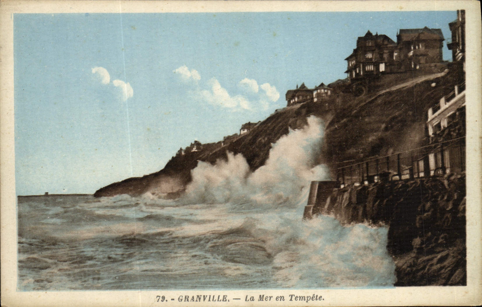 CPA Granville La Mer En Tempete