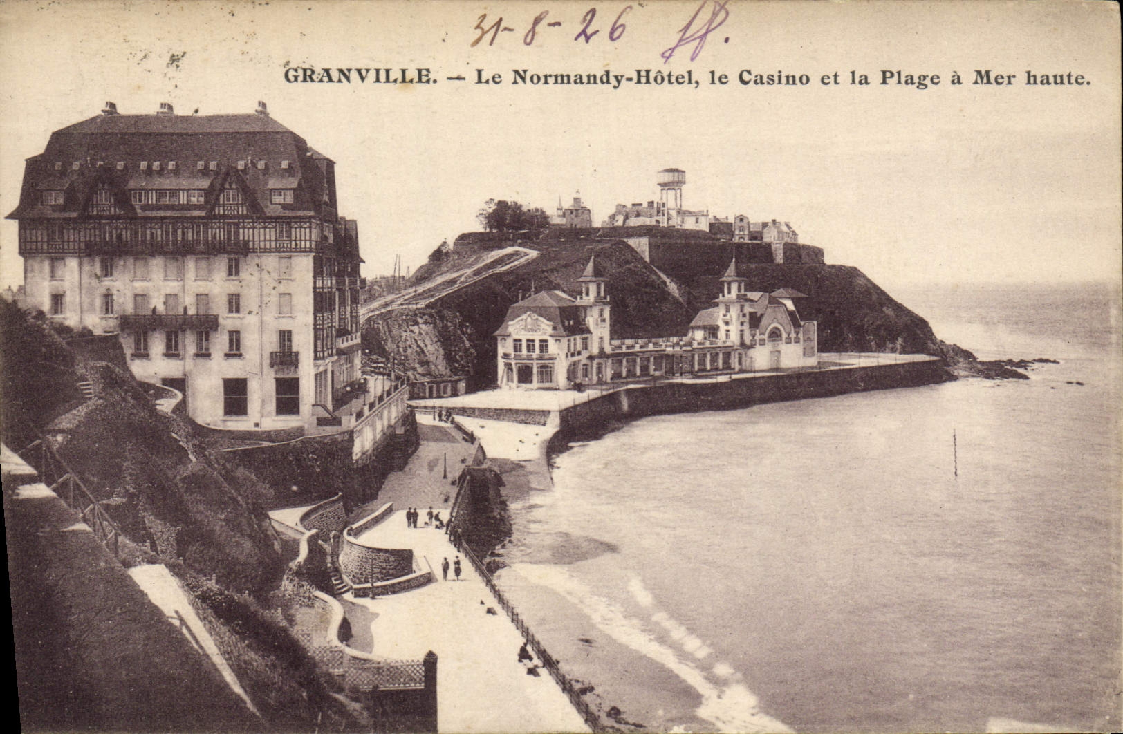 CPA Granville Le Normandy Hotel le Casino et la plage a mer haute