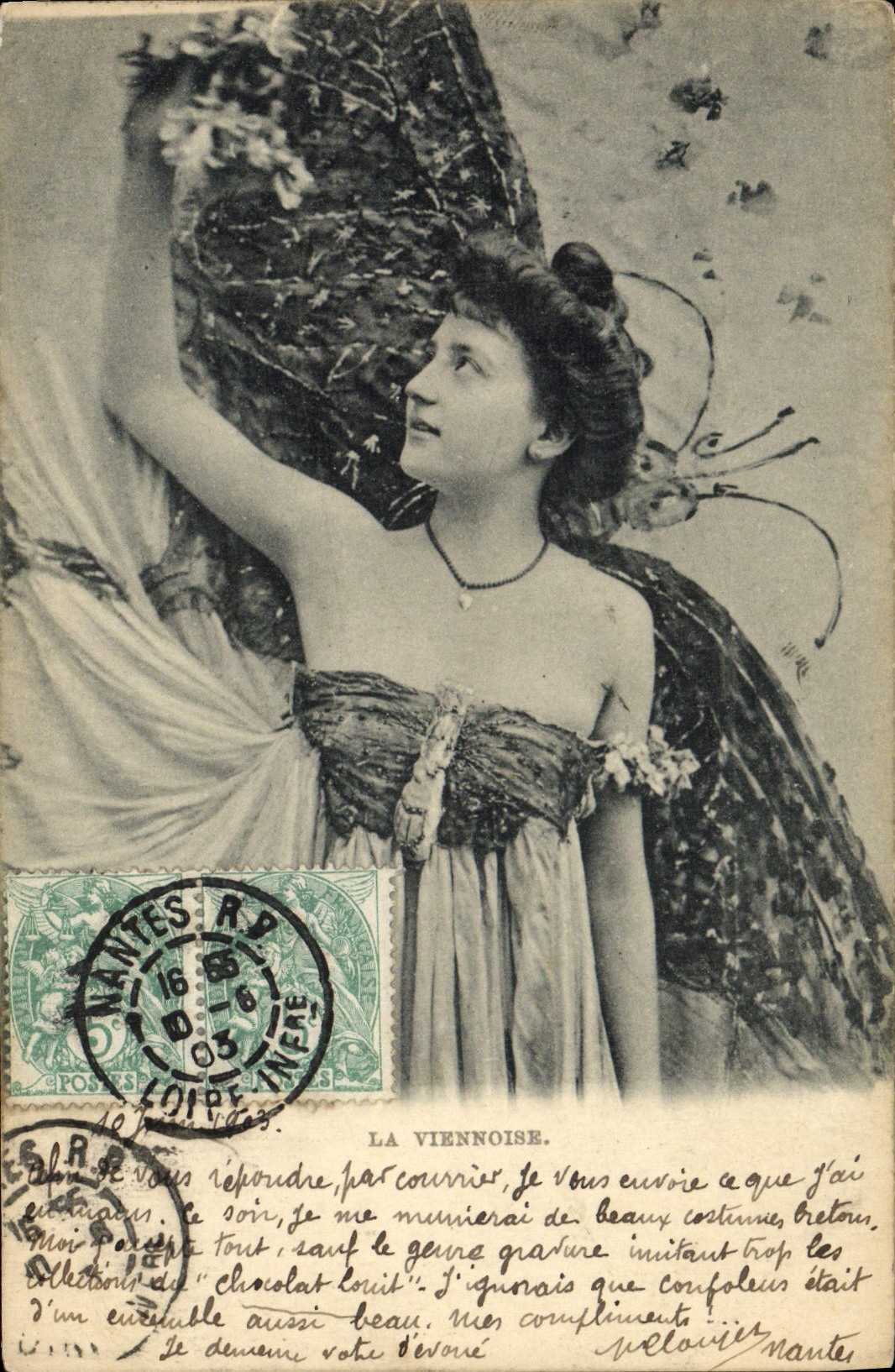VINTAGE POSTCARD Fantasy Woman the Viennese Butterfly