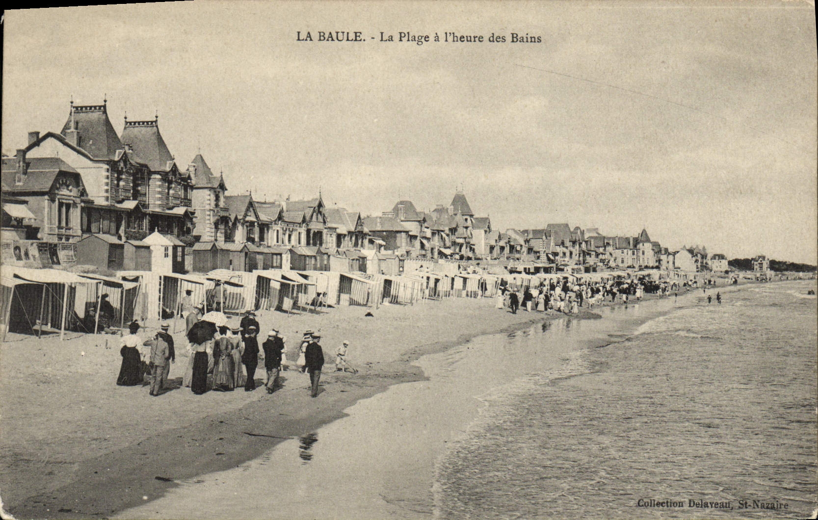 VINTAGE POSTCARD La Baule the Beach Per Hour Of the Baths