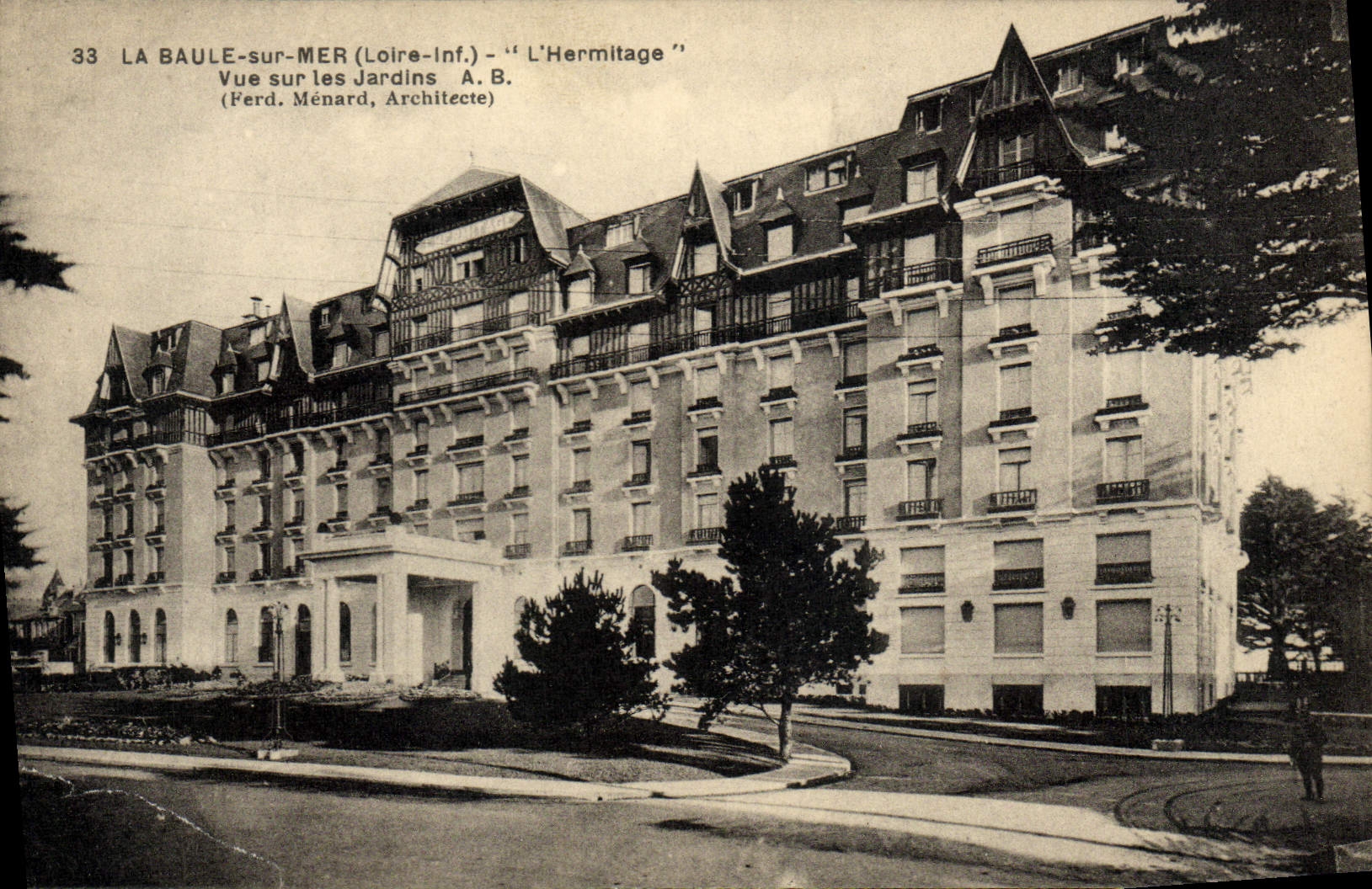 VINTAGE POSTCARD La Baule on Sea the Hermitage Seen On the Gardens
