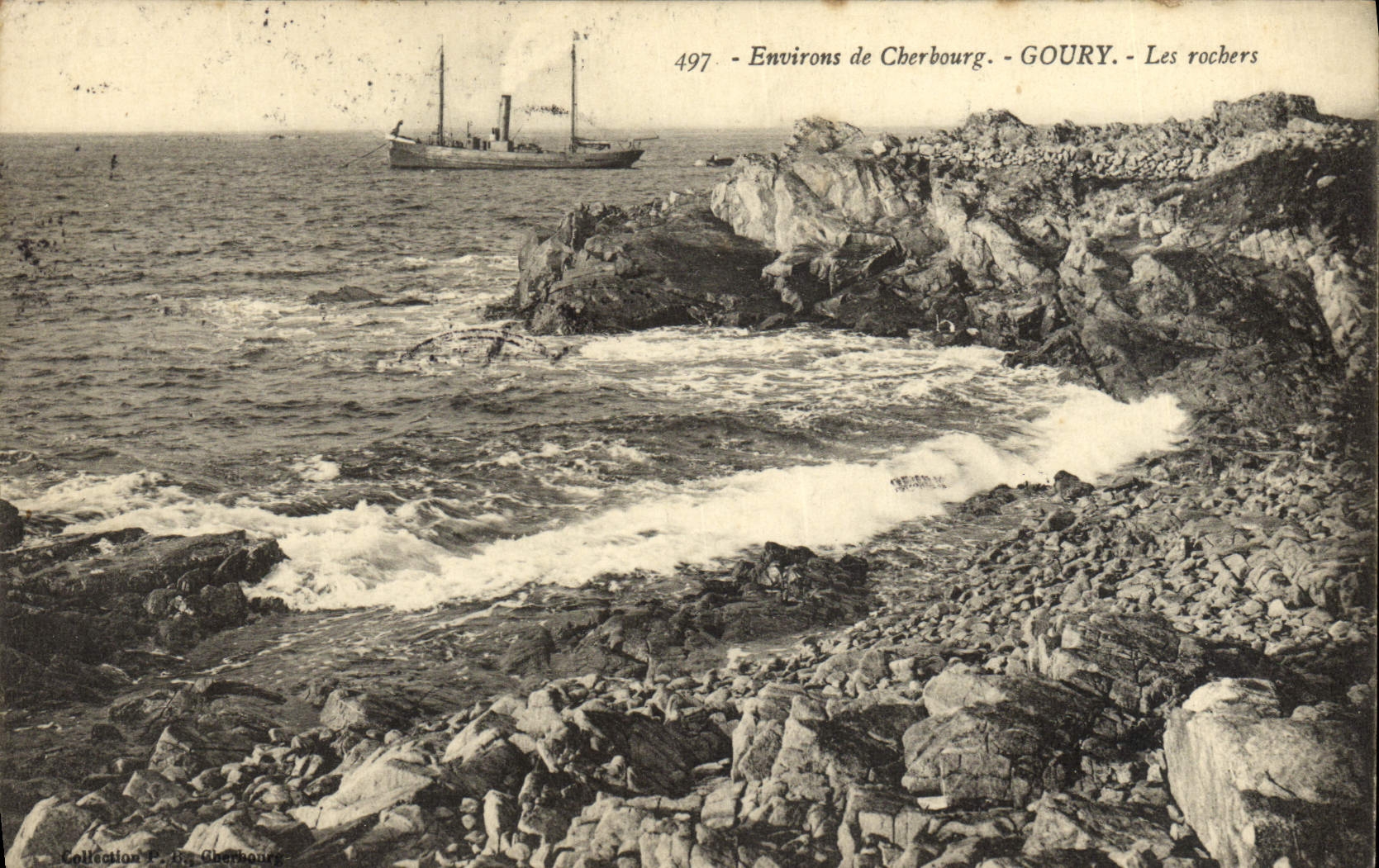 VINTAGE POSTCARD Surroundings Of Cherbourg Goury Rochers Boat